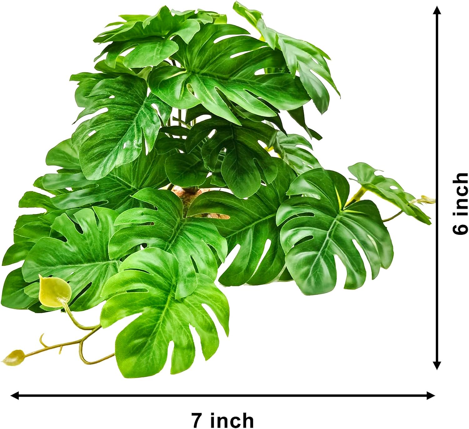 Woyrise Reptile Artificial Plants for Terrarium, Amphibian Habitat Decor Plant, Bearded Dragon Tank Decorations fit Gecko Lizard Chameleon Ball Python Snake Frog - Monstera Bush - Happypetzone.online - Image 6