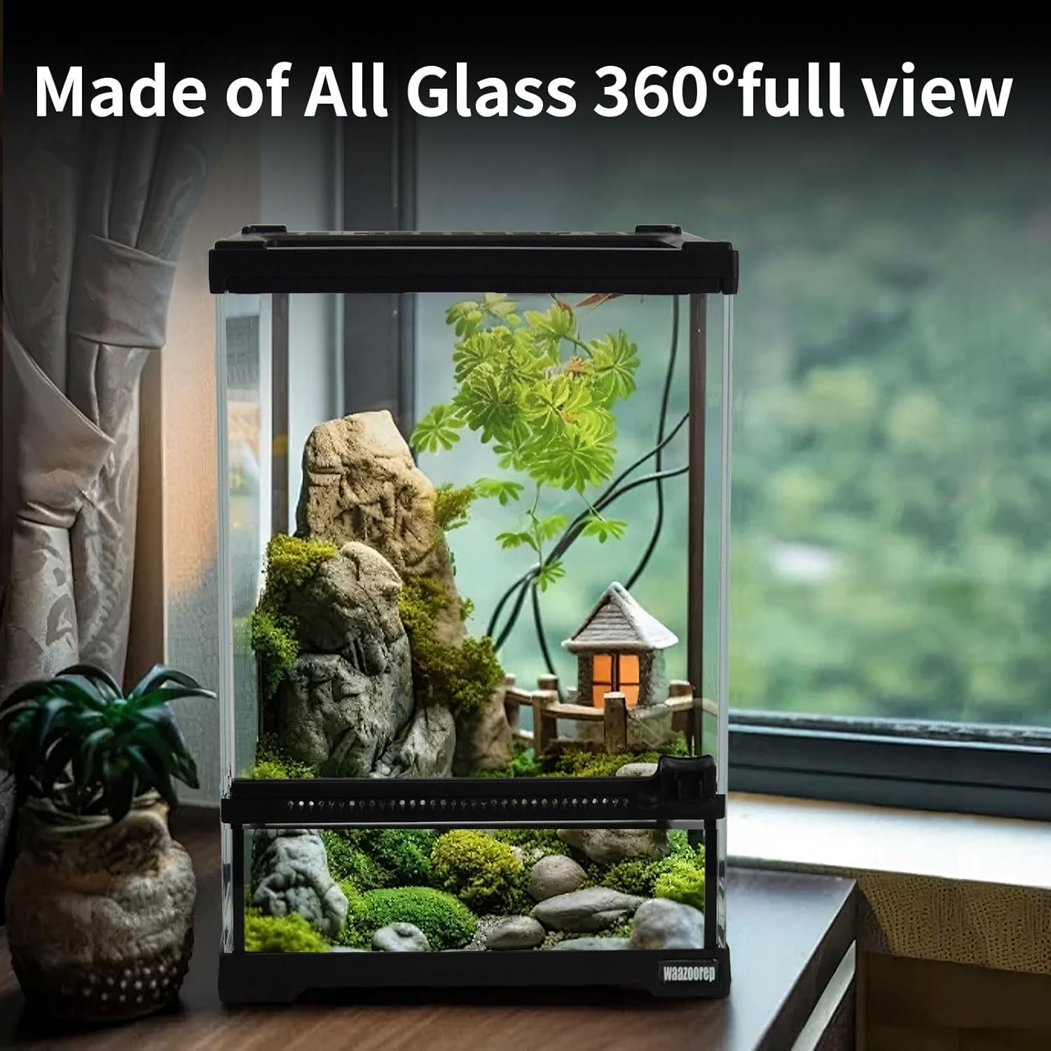 Mini Reptile Glass Terrarium Tank 8"x8"x12“ Full View with Front Opening Door and Enclosure Habitat Cage for Leopard Gecko Tarantula Young Lizard Hermit Crab Frog Insects Breeding Tank - Happypetzone.online - Image 5