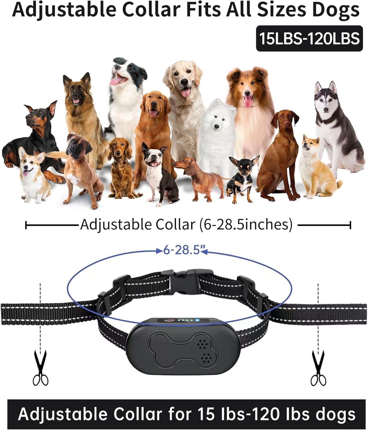Dog Training Collar with Remote, Waterproof IPX7 E Collar for Dogs, Beep and Vibration Modes, Safe and Humane Training, 2000FT Range, Rechargeable, Fits Small Medium Large Dogs 15–120 lbs (Grey) - Happypetzone.online - Image 3
