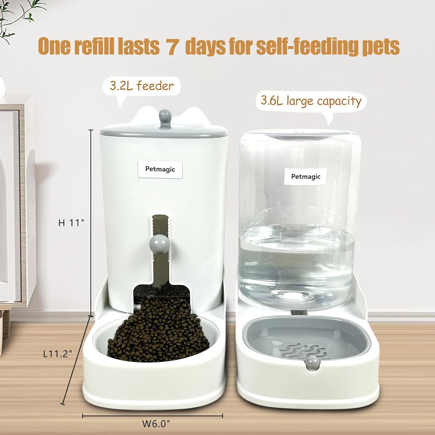Gravity cat Feeder by Petmagic is a 3.6L Large-Capacity cat Food and Water Bowl Set. This Two-piece Set is Suitable for pet Feeding, Including Small and Medium-Sized Dogs, Kittens. - Happypetzone.online - Image 5