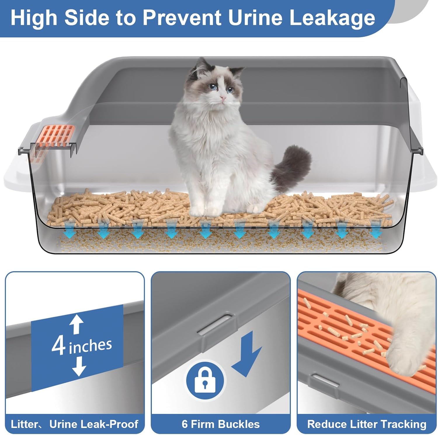 Stainless Steel Sifting Litter Box with Lid, XL Extra Large Sifting Cat Litter Box for Pine Pellets & Big Cats,Metal Pellet Sifter Litter Pan System for Odor Control,Sifting Box Liners & Scoop - Happypetzone.online - Image 4