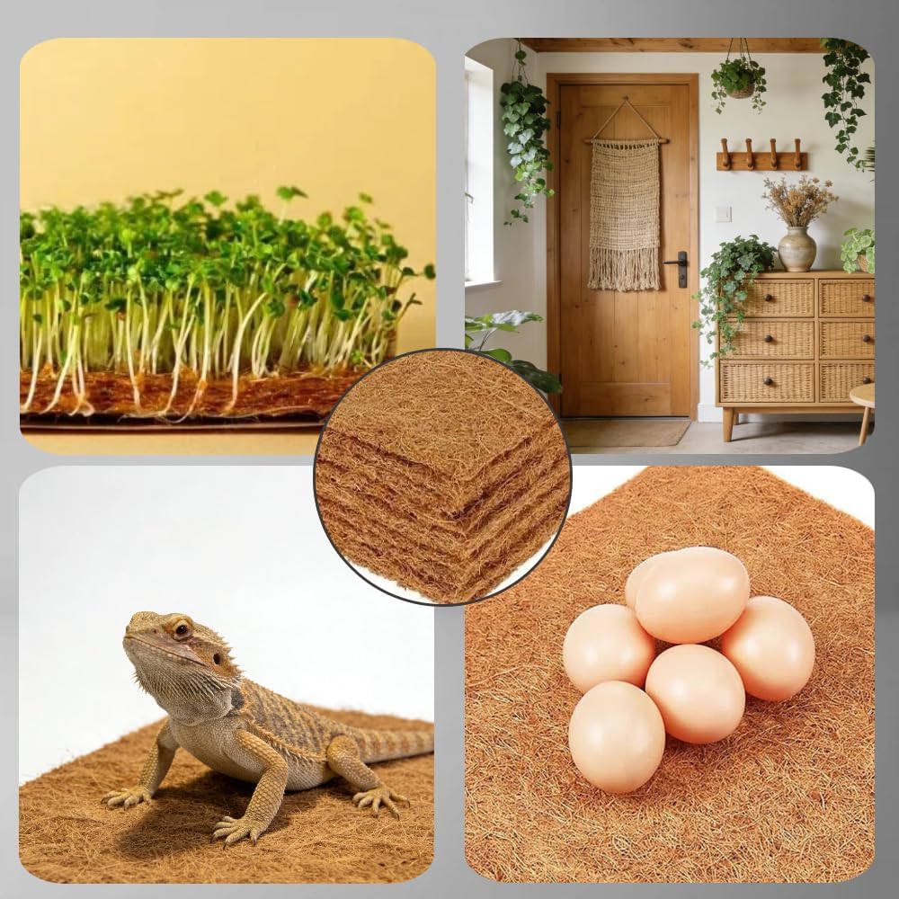 Laoha 10-Pack Reptile Carpet Liners, 12 x 12 Inch Natural Coconut Fiber Mats for Reptile Tanks, Terrariums– Substrate Bedding for Bearded Dragons, Tortoises, Lizards, Snakes, Turtles & Leopard Geckos - Happypetzone.online - Image 5