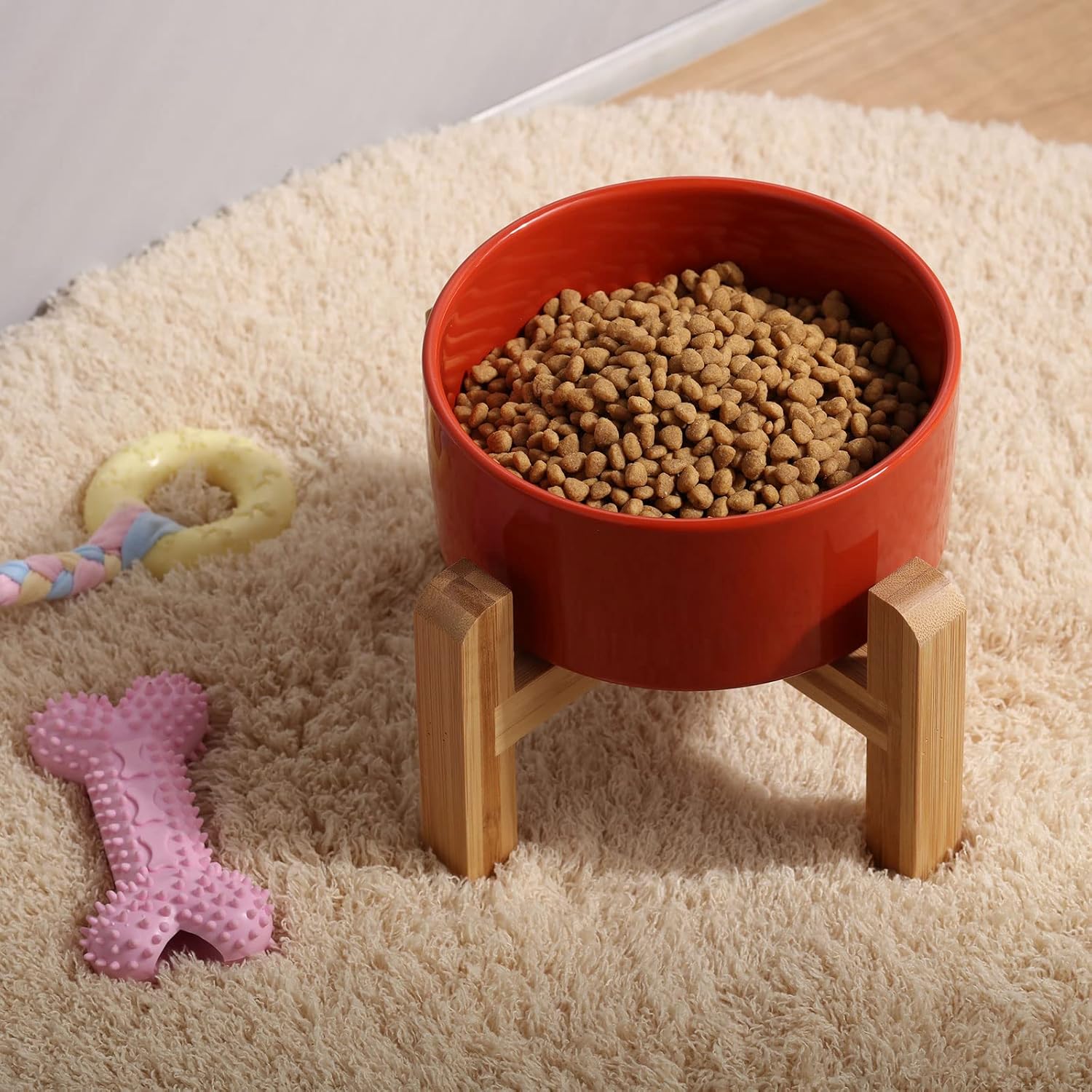 Petygooing 28 OZ Rust Red Elevated/Raised Ceramic Dog Bowl for Small and Medium Breeds, Dog Food Water Dish with Stand,Pet Feeding Bowl with Anti Slip Rubber for Cats Small and Medium Dogs (3.6 Cups) - Happypetzone.online - Image 6