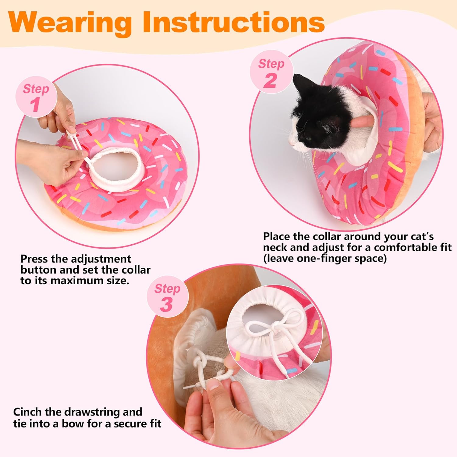 Cat Cone Collar Soft, Comfortable Cat Donut Collar After Surgery, Adjustable Elizabethan Recovery Collars & Cones to Stop Licking, Lightweight Neck Collar Soft Cone for Cats Kitten (Pink, Small) - Happypetzone.online - Image 8