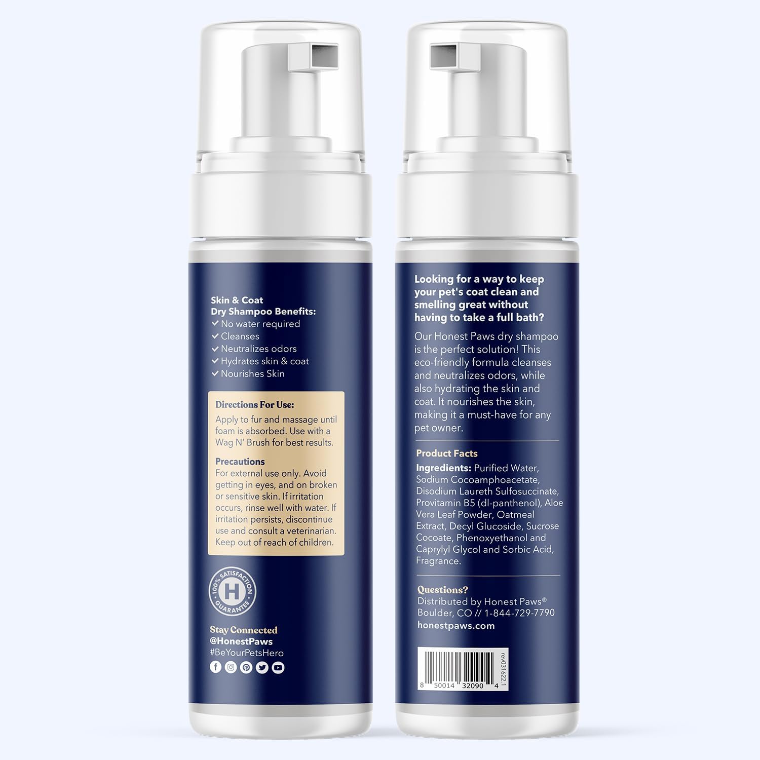 Honest Paws Dog Dry Shampoo - Waterless No Rinse Foaming Formula Reducing Itch Cleanse Hydrate Nourish Dry Skin and Smelly Coat Help Decrease Odor Shedding and Allergies - Oatmeal & Lavender - 6.3 oz - Happypetzone.online - Image 7