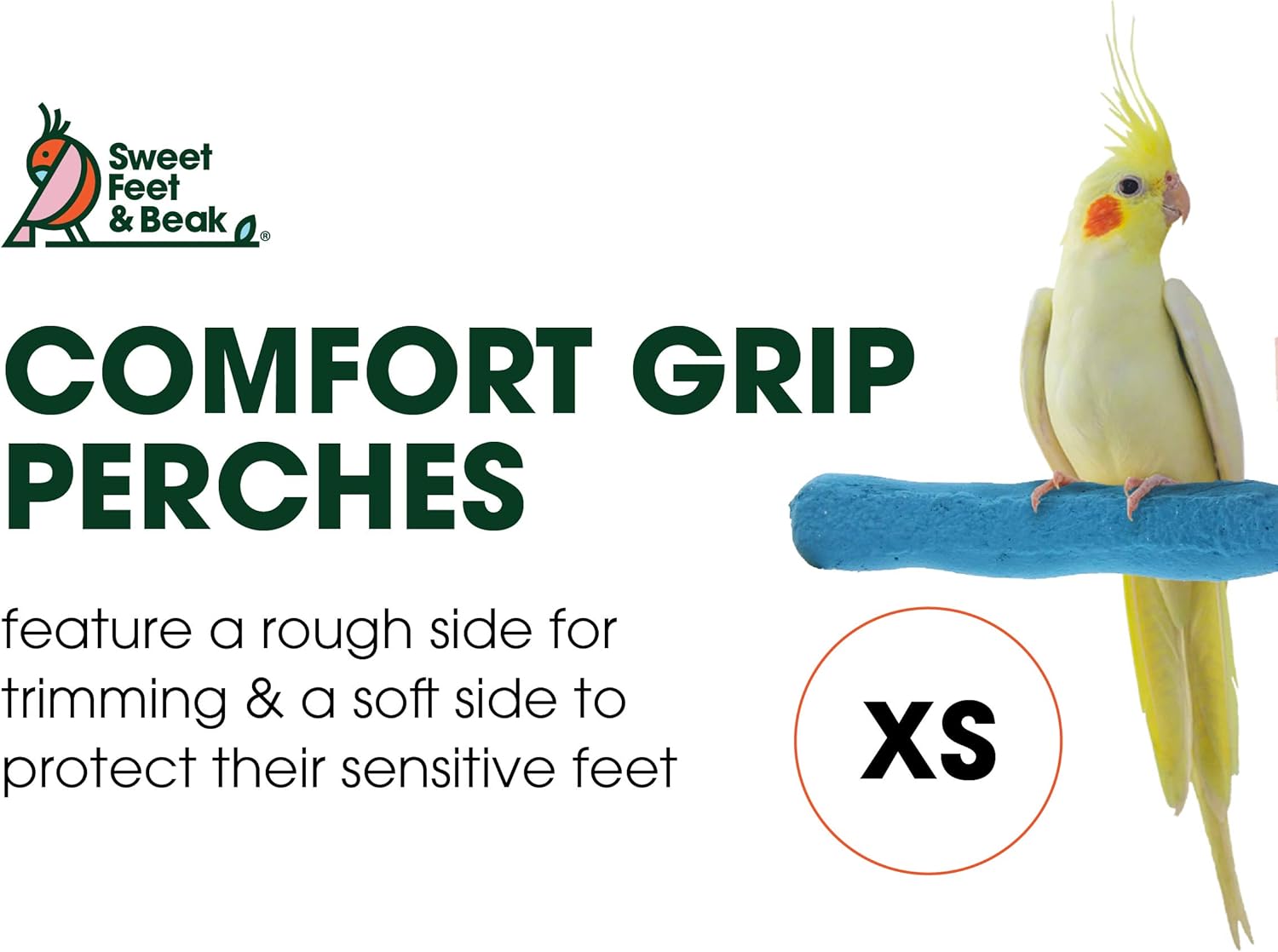 Sweet Feet and Beak Comfort Grip Safety Perch for Bird Cages - Pedicure Perch for Birds to Keep Nails and Beaks in Top Condition - Safe Easy to Install Bird Cage Accessories X-Small 4.5" - Blue - Happypetzone.online - Image 2