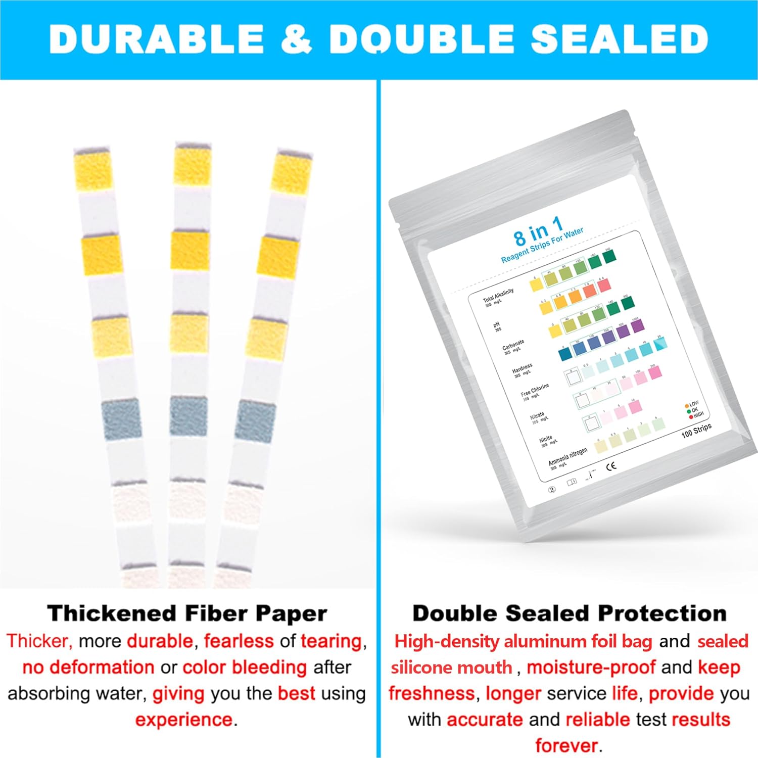 DaToo 8 in 1 Aquarium Test Kit Fish Tank Test Strips Accurate Water Quality Testing Strips for Ammonia PH Total Alkalinity Carbonate Hardness Free Chlorine Nitrate Nitrite Temperature (100 Strips) - Happypetzone.online - Image 5