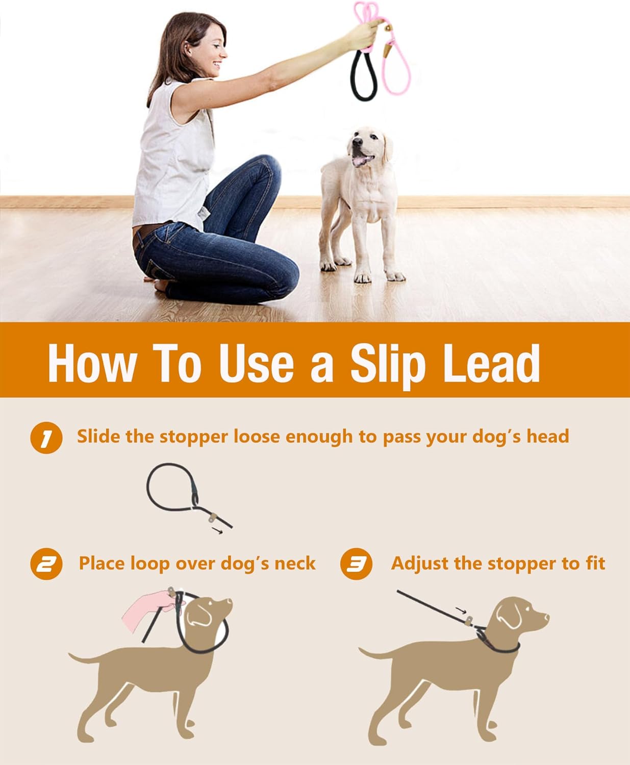 lynxking Dog Leash Slip Lead 5 6 8 FT Dog Training Leash Strong Heavy Duty Rope No Pull Training Lead Leashes for Dogs - Happypetzone.online - Image 5