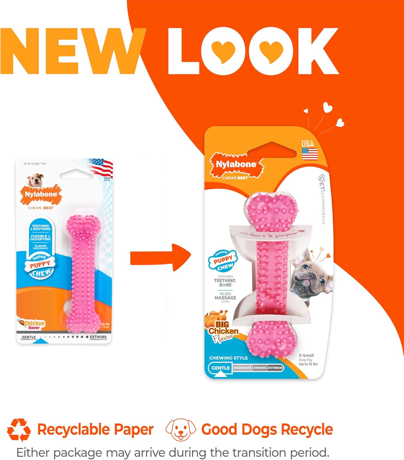 Nylabone Textured Teething Bone Puppy Chew Toy, Soothing Puppy Teething Bone, Enrichment Toy for Puppies, Pink, Chicken Flavor, X-Small Dogs - Up to 15 Ibs, 1 Count - Happypetzone.online - Image 5