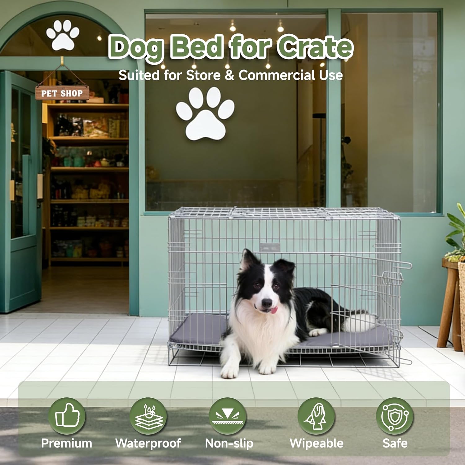 Dog Crate Pad, Double-Sided Waterproof Crate Mat Bed, Outdoor Kennel Mat Pet Sleeping for Medium Large Dogs, Waterproof, Wipeable, Anti-Slip, Kennel Pads 35 x 22 Inch, Dark Gray - Happypetzone.online - Image 5