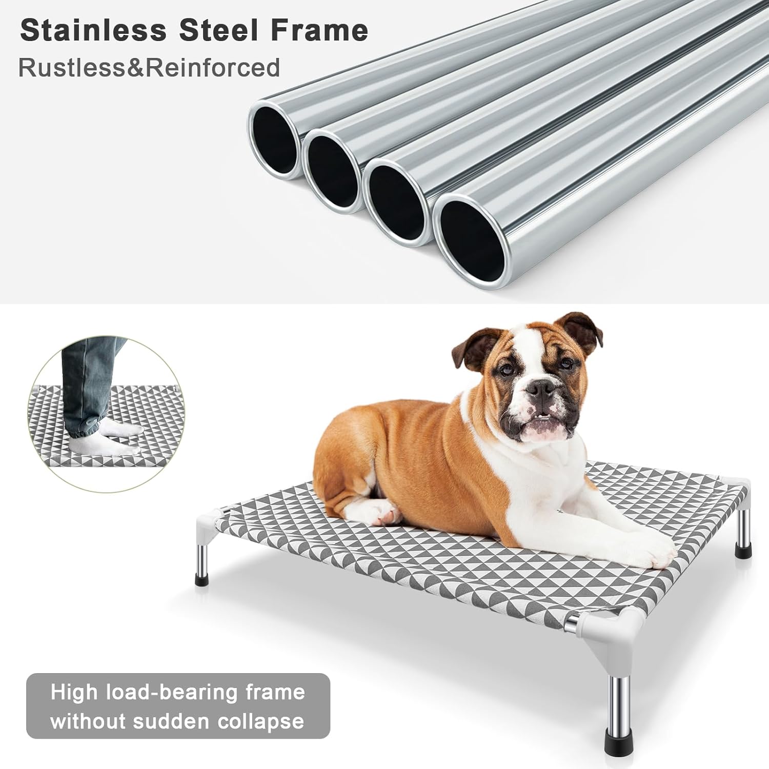 Kuntrust Elevated Outdoor Dog Bed, Medium Size, Cotton Material, Non-Slip Feet, Fits up to 70lbs - Happypetzone.online - Image 7