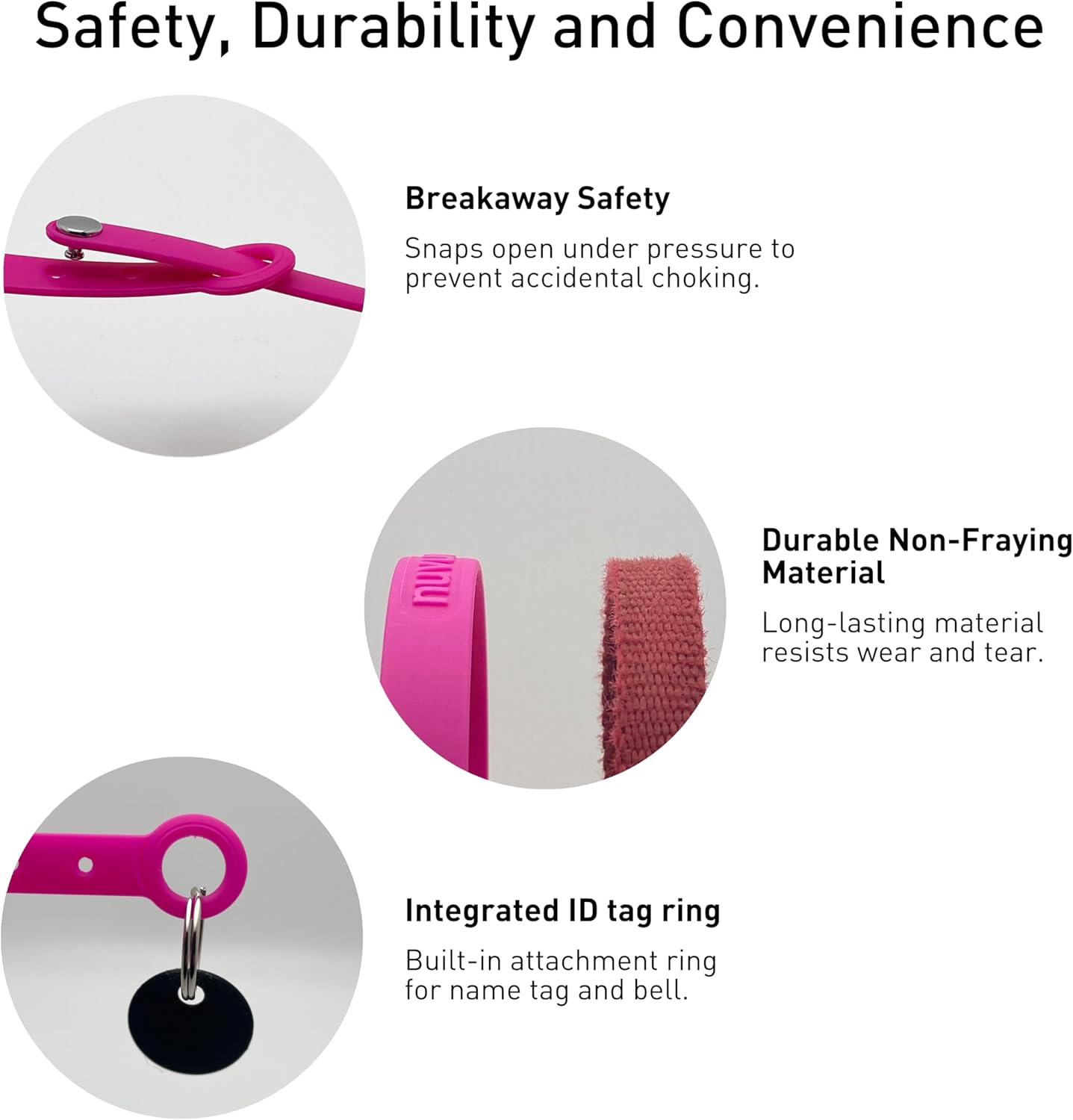 Breakaway Cat Collar - Soft, Comfortable, and Lightweight Safety Buckle Collar with Name Tag Ring for Outdoor Cats and Sensitive Skin Kittens by Nuvuq (6 ⅞" to 10 ¼", Pink) - Happypetzone.online - Image 3