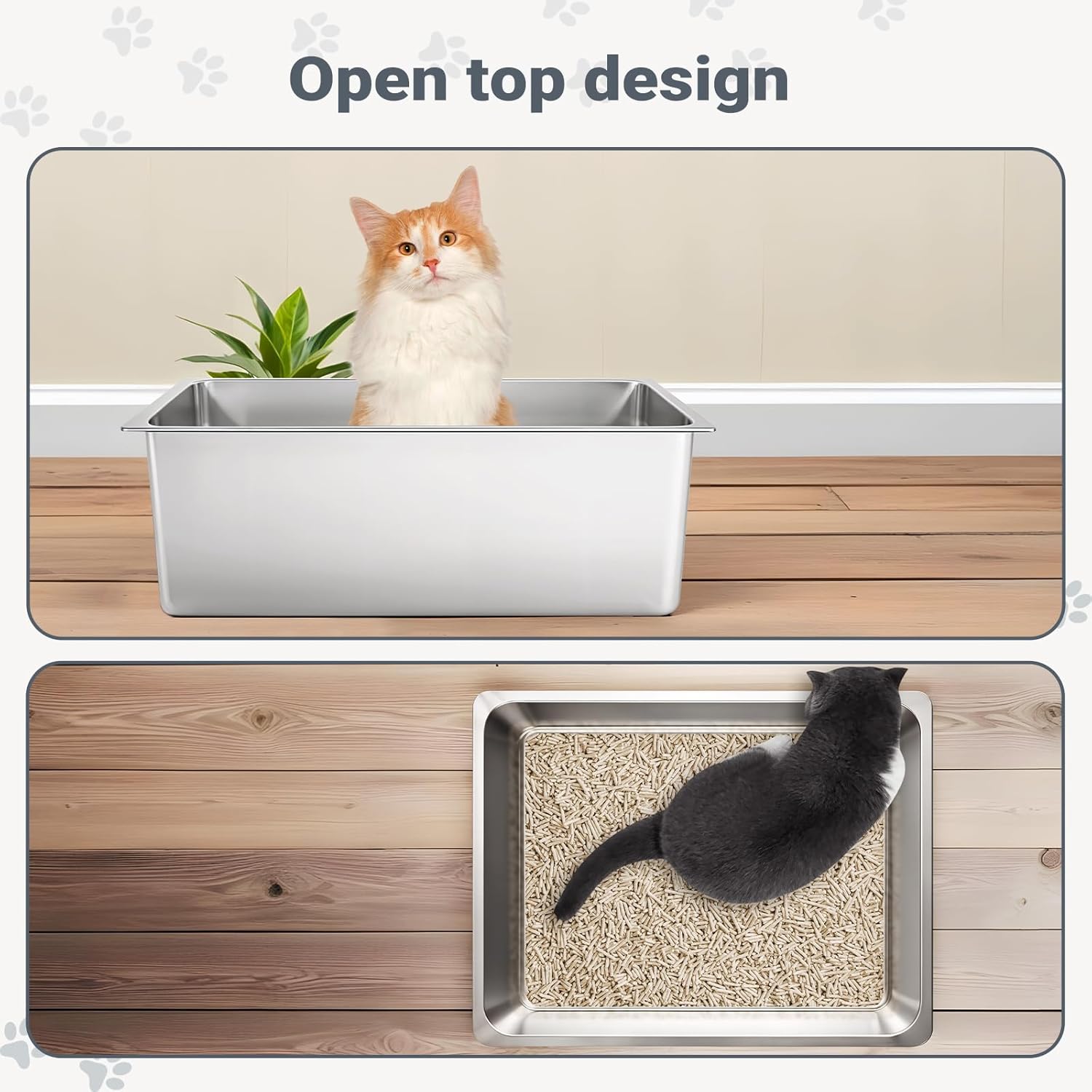 Kirecoo Stainless Steel Cat Litter Box - Metal High Sided Cat Pan, Large Stainless Steel Box, Indoor Litter Tray, Non Stick, No Smell, Easy to Clean, Pet Toilet Supplies for Kitten, Kitty, Rabbit - Happypetzone.online - Image 5
