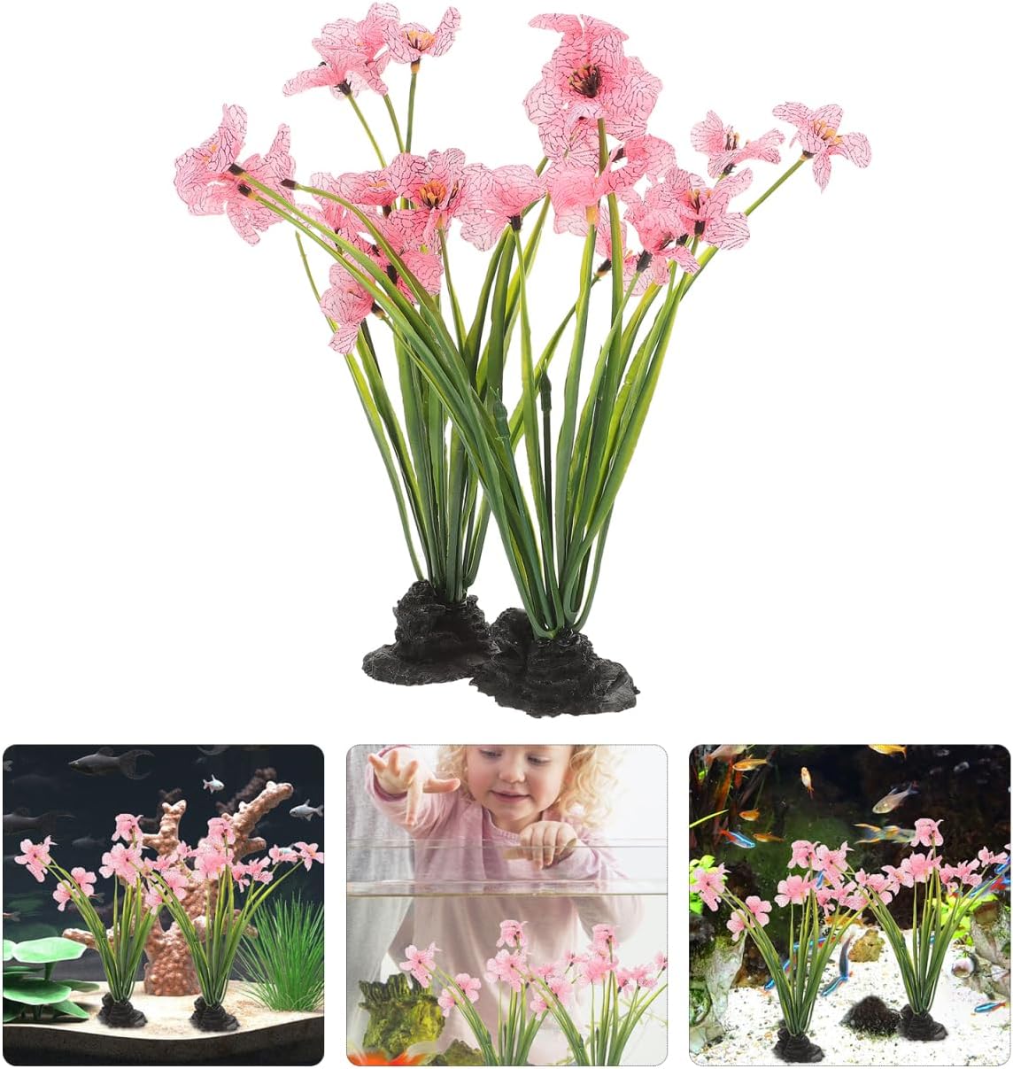 Balacoo 2 Pcs Pink Fish Tank Decor: Plastic Realistic Aquarium Plants, Silk Aquarium Plants for Betta Fish Tank Landscaping Decorations (Pink, 8.3 Inch) - Happypetzone.online - Image 9