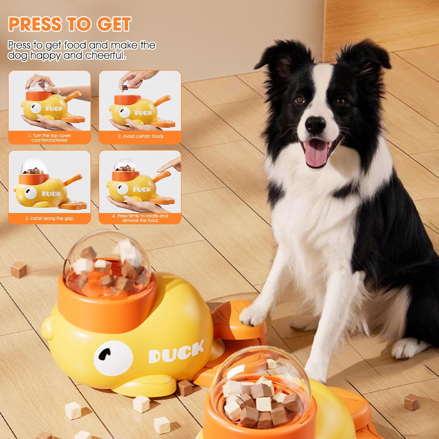 Dog Interactive Treat Dispenser, 2026 New Yellow Duck Cat Treat Dispenser, Interactive Dog Toys Food Puzzle Slow Feeder, Dog Food Slow Treat Feeding Dispenser for Small & Large Cats Dogs - Happypetzone.online - Image 7