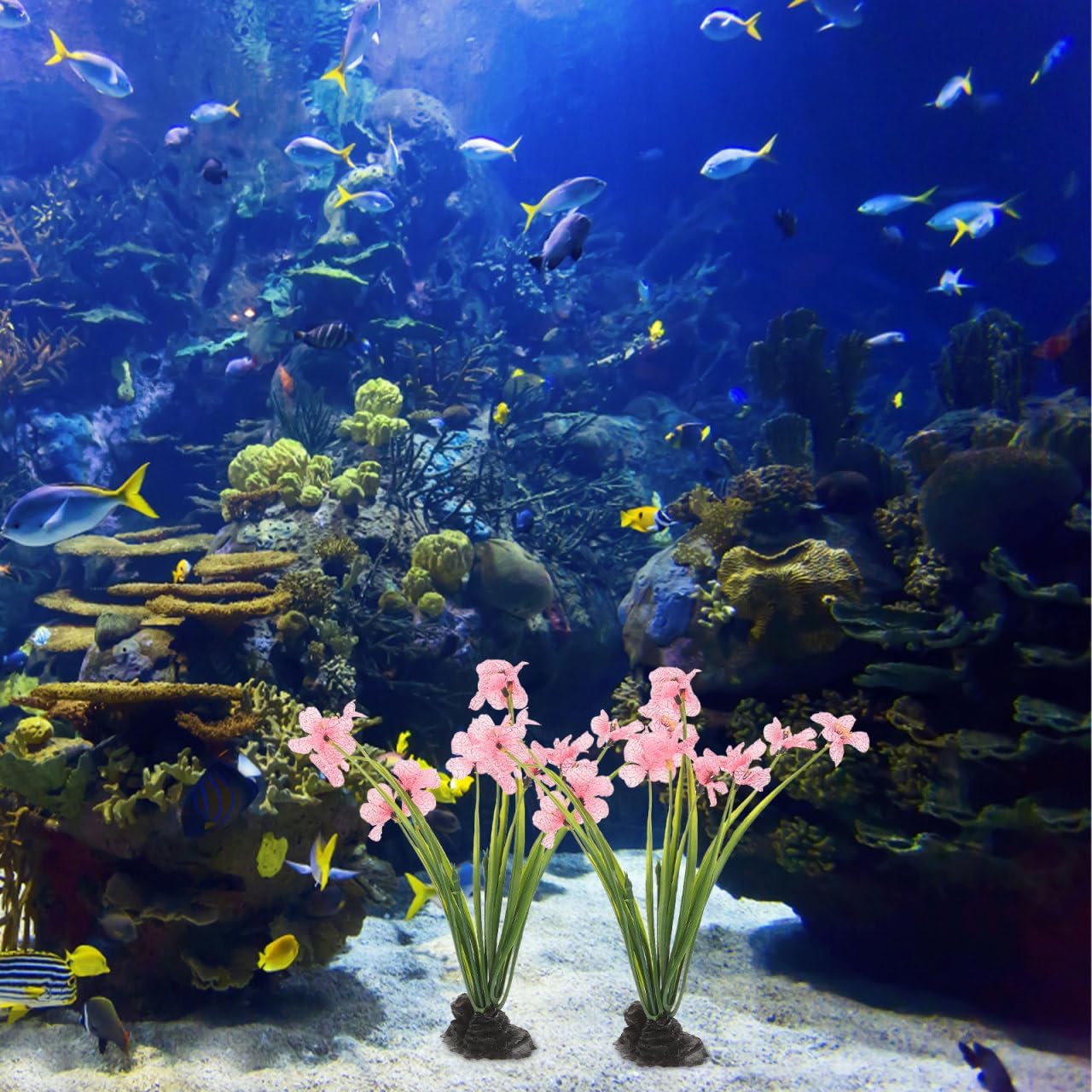 Balacoo 2 Pcs Pink Fish Tank Decor: Plastic Realistic Aquarium Plants, Silk Aquarium Plants for Betta Fish Tank Landscaping Decorations (Pink, 8.3 Inch) - Happypetzone.online - Image 7