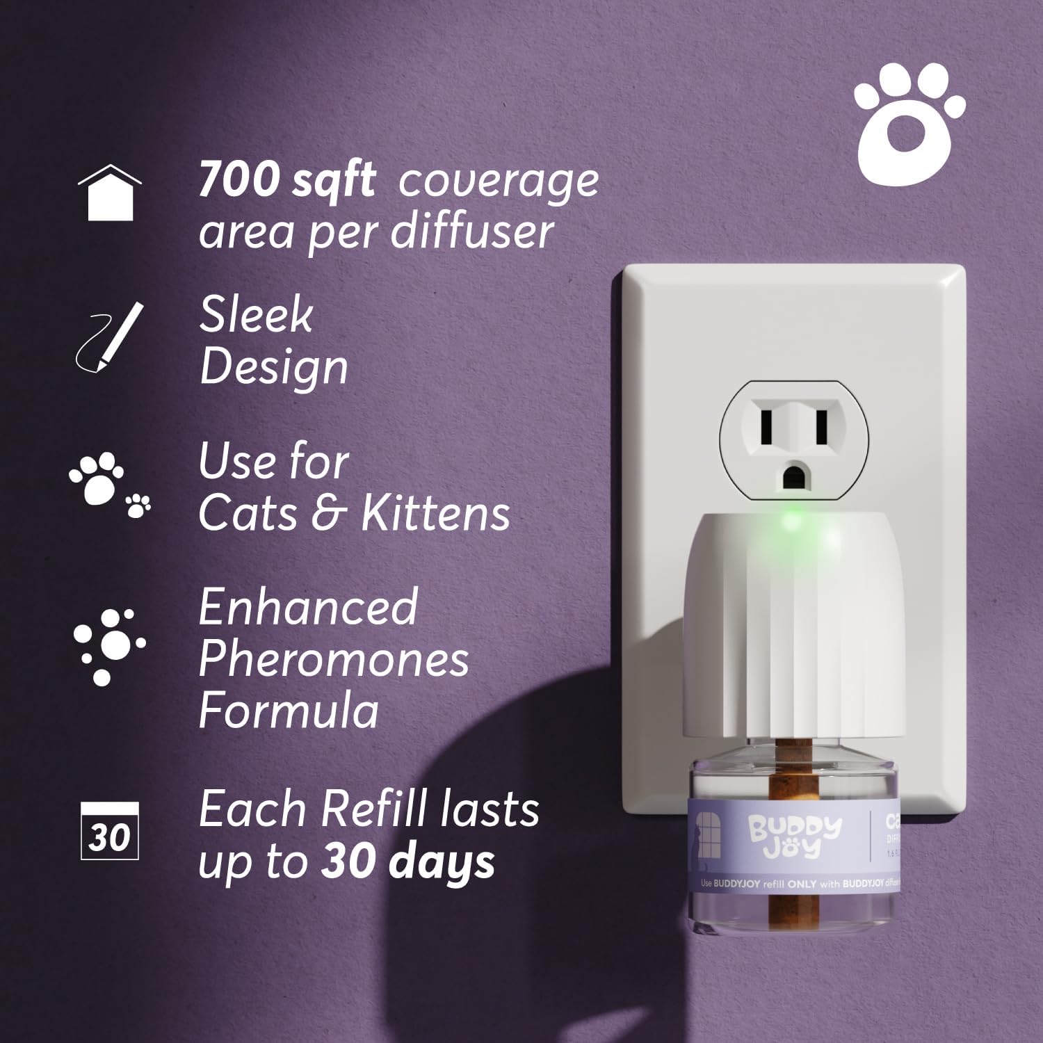 Cat Calming Diffuser Refills – Long-Lasting 30-Day Formula, Cat Pheromones Calming Diffuser for Stress Relief, Relaxation, and Anxiety Reduction, Easy to Use – (2 Diffusers + 2 Refills) - Happypetzone.online - Image 4