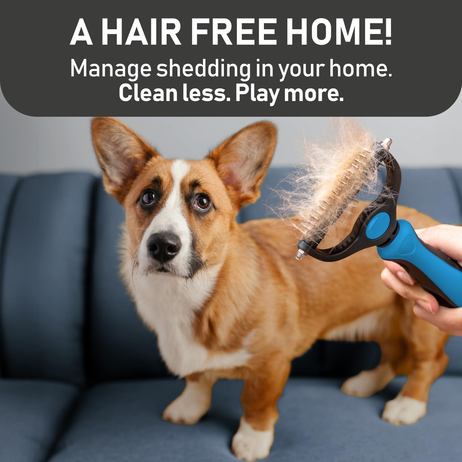 Maxpower Planet Pet Grooming Brush and 2X Grooming Gloves Combo - Double Sided Dematting, Deshedding Undercoat Rake for Dogs and Cats - Reduce Shedding Easily - Blue - Happypetzone.online - Image 5