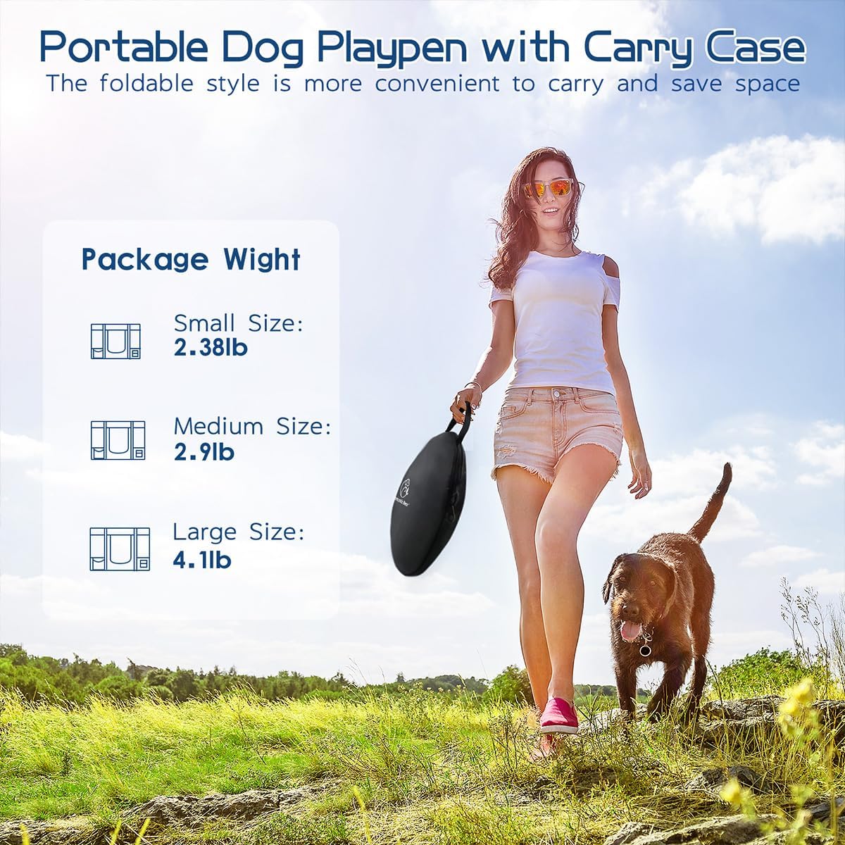 Dog Playpen,Pet Playpen,Foldable Puppy Cat Playpen,Portable Exercise Kennel Tent Crate,Water-Resistant Breathable Shade Cover,Indoor Outdoor Travel Camping Use for Small Animals with Carrying Case(M) - Happypetzone.online - Image 8