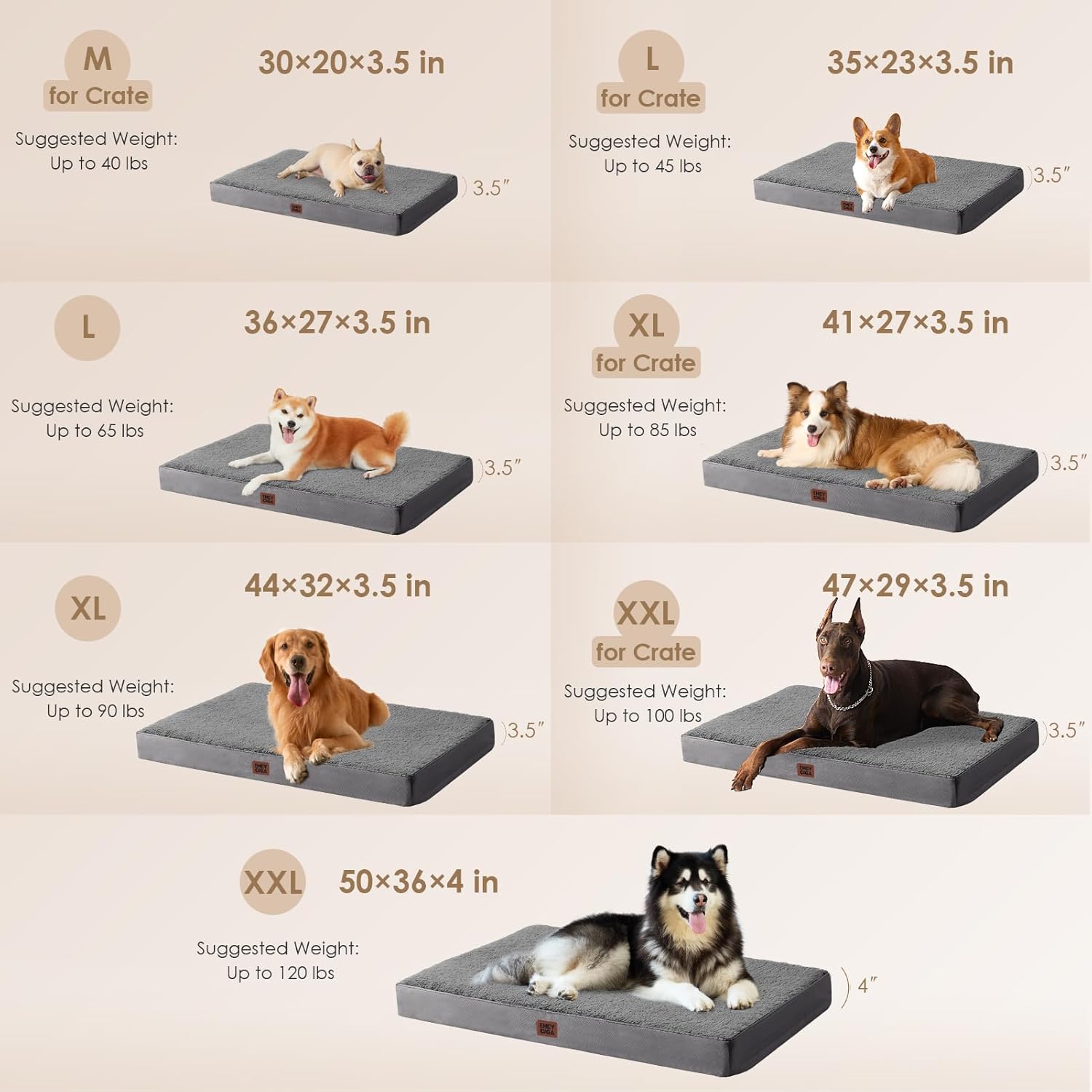 EHEYCIGA Orthopedic XL Dog Beds for Extra Large Dogs with Removable Washable Cover for Crate, Grey, 41x27 - Happypetzone.online - Image 3