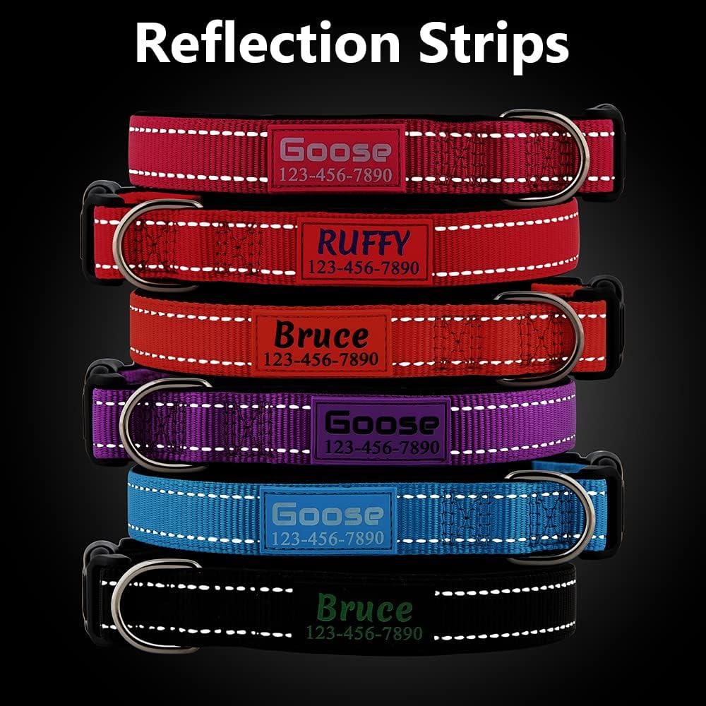 Personalized Dog Collars Custom with Pet Name and Phone Number, Soft Neoprene Padded Reflective Nylon Collar, 4 Adjustable Sizes - for Boy, Girl Dogs - Happypetzone.online - Image 3
