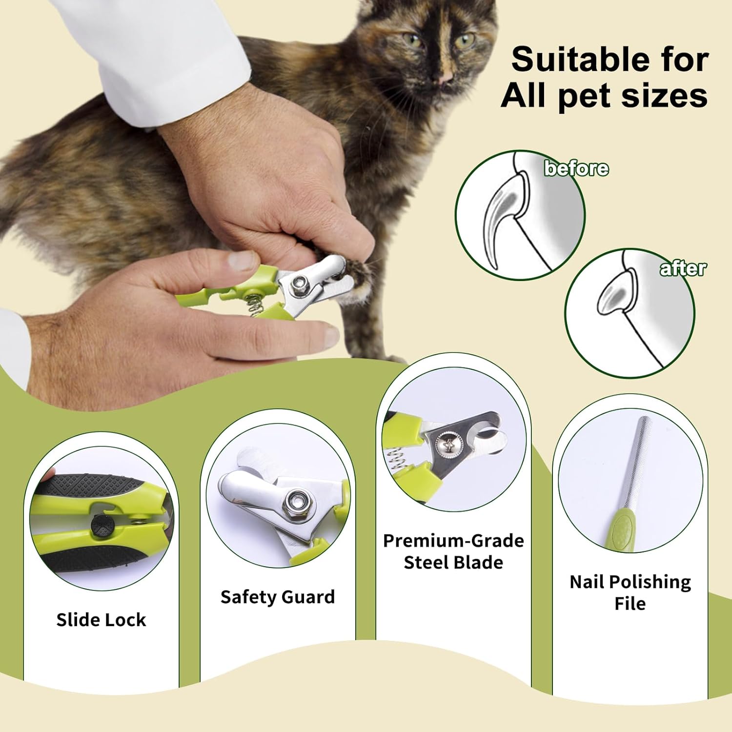 6 PCS Dog and Cat Grooming Kit, Versatile Tools Including Shedding Brush, Nail Clipper with Nail File, Slicker Brush, Dematting Comb - Happypetzone.online - Image 3