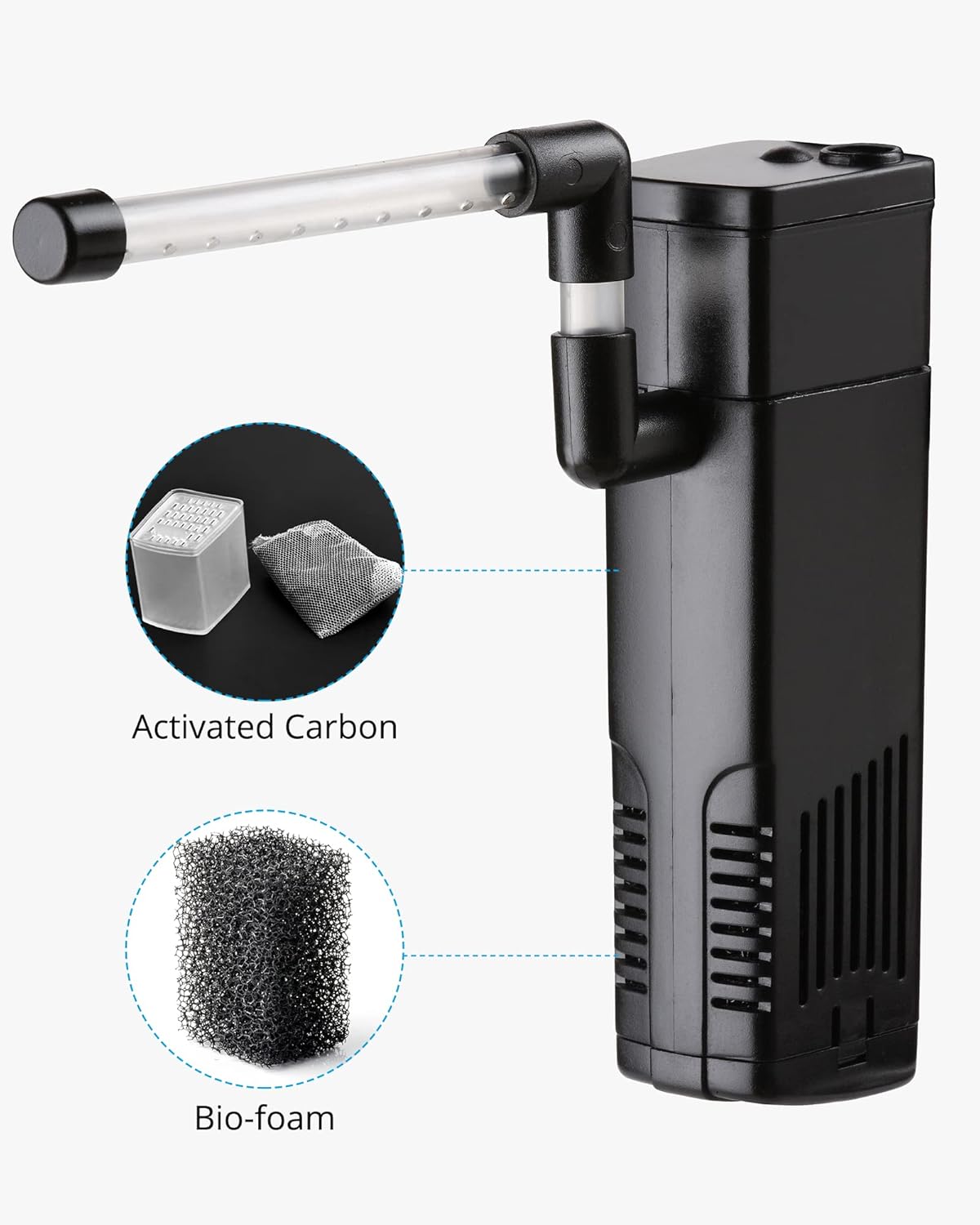 NICREW Aquarium Internal Filter, Submersible Power Filter with Multiple Function for Fish Tanks 2 to 5 Gallon, 40 GPH, 3.5W - Happypetzone.online - Image 4