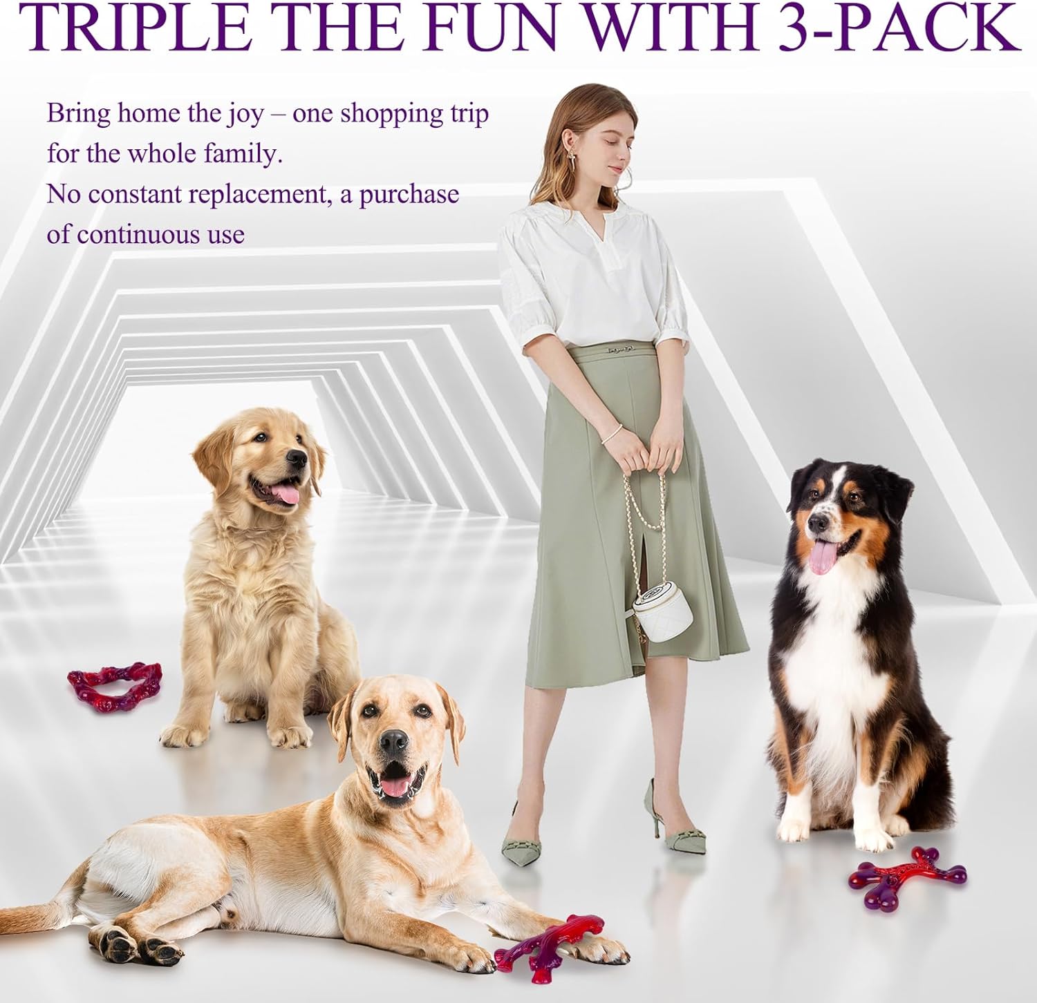Frienhund 3 Pack Indestructible Dog Chew Bones for Aggressive Chewers - Heavy Duty Long Lasting Chew Toys for Large Dogs, Nylon Teeth Cleaning Toys - Happypetzone.online - Image 3