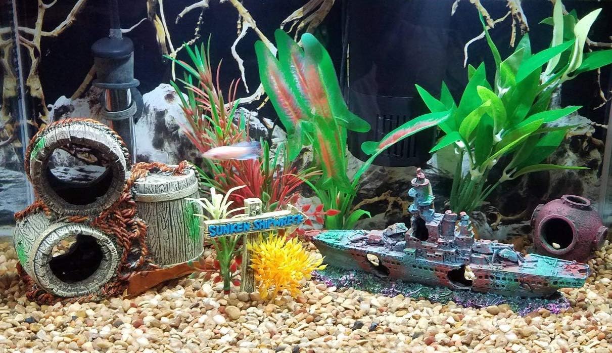 SLOCME Aquarium Shipwreck Decorations Fish Tank Ornaments - Resin Material Sunken Ship Decorations, Eco-Friendly for Freshwater Saltwater Aquarium Betta Fish Decorations - Happypetzone.online - Image 2