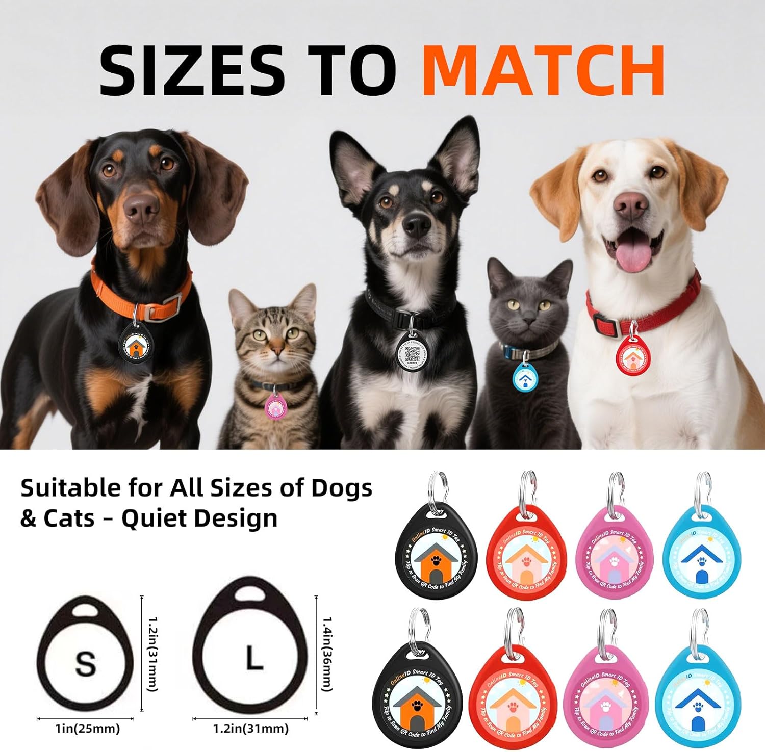 1 Pack Personalized Cat Tags,QR Code Pet ID Tags with Online Profile systerm,Editable Any Names and Phone numbles,Pink,S - Happypetzone.online - Image 3