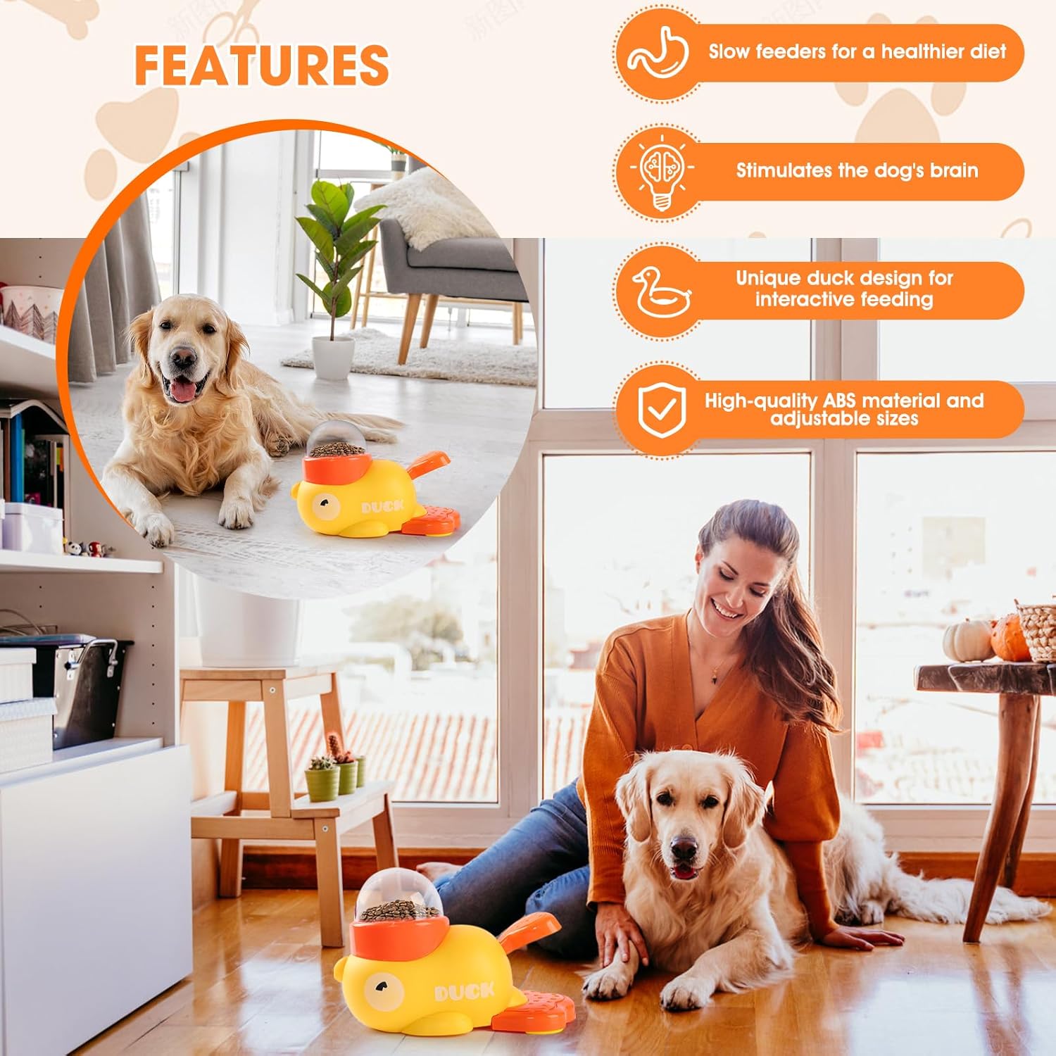 Dog Interactive Treat Dispenser, 2026 New Yellow Duck Cat Treat Dispenser, Interactive Dog Toys Food Puzzle Slow Feeder, Dog Food Slow Treat Feeding Dispenser for Small & Large Cats Dogs - Happypetzone.online - Image 3
