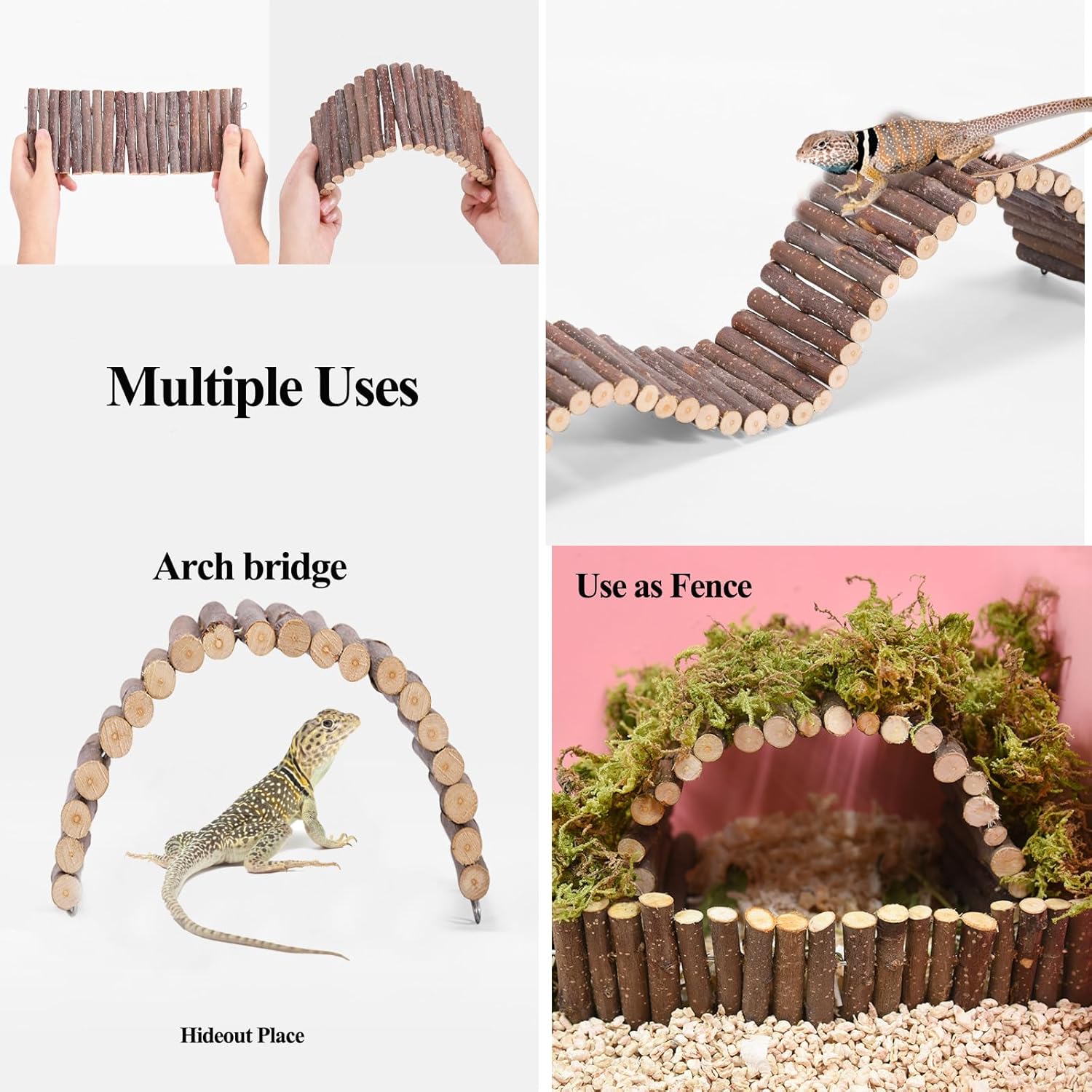 RUNANIA Bearded Dragon Tank Accessories, Reptile Mat Hammock Plants Bridge Jungle Climber Vines Terrarium Decorations for Bearded Dragon Lizard Snake - Happypetzone.online - Image 2