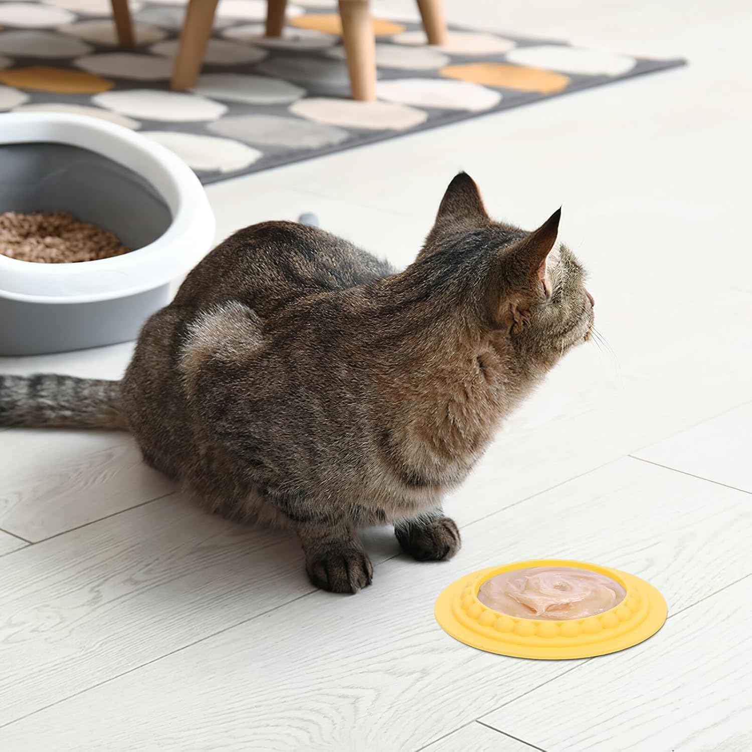 Slow Feeder Cat Bowl Yellow Feeding Mat Slow Feeding Lick Pad for Cats and Pets Reduces Food Waste Prevents Spillage and Choking Supports Healthy Digestion and Weight Control - Happypetzone.online - Image 4