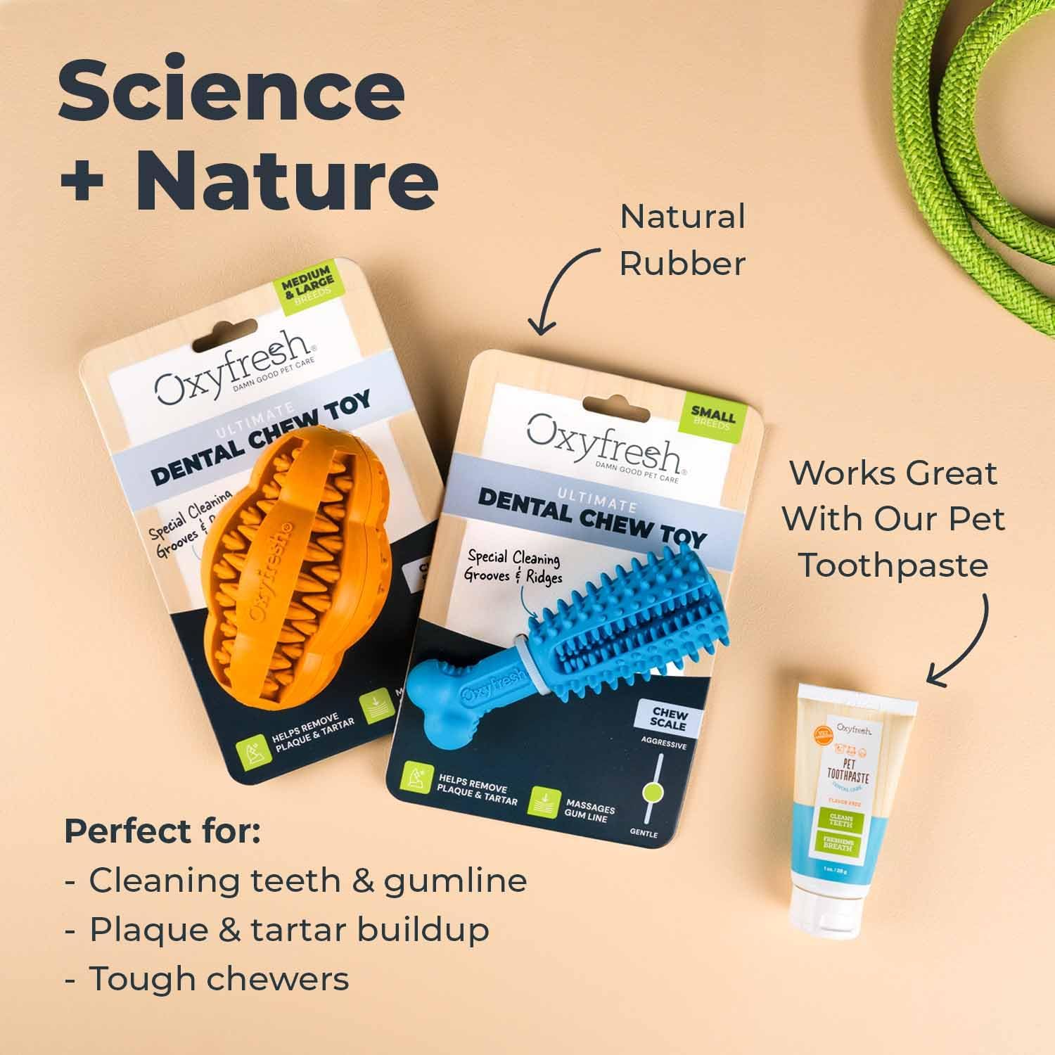 Oxyfresh Dog Dental Chew Toy - Best Dog Teeth Cleaning Toy – A Simple Bite and Brush Toy that Helps Remove Plaque, Cleans Teeth & Freshens Breath Without Brushing - Large - Happypetzone.online - Image 6