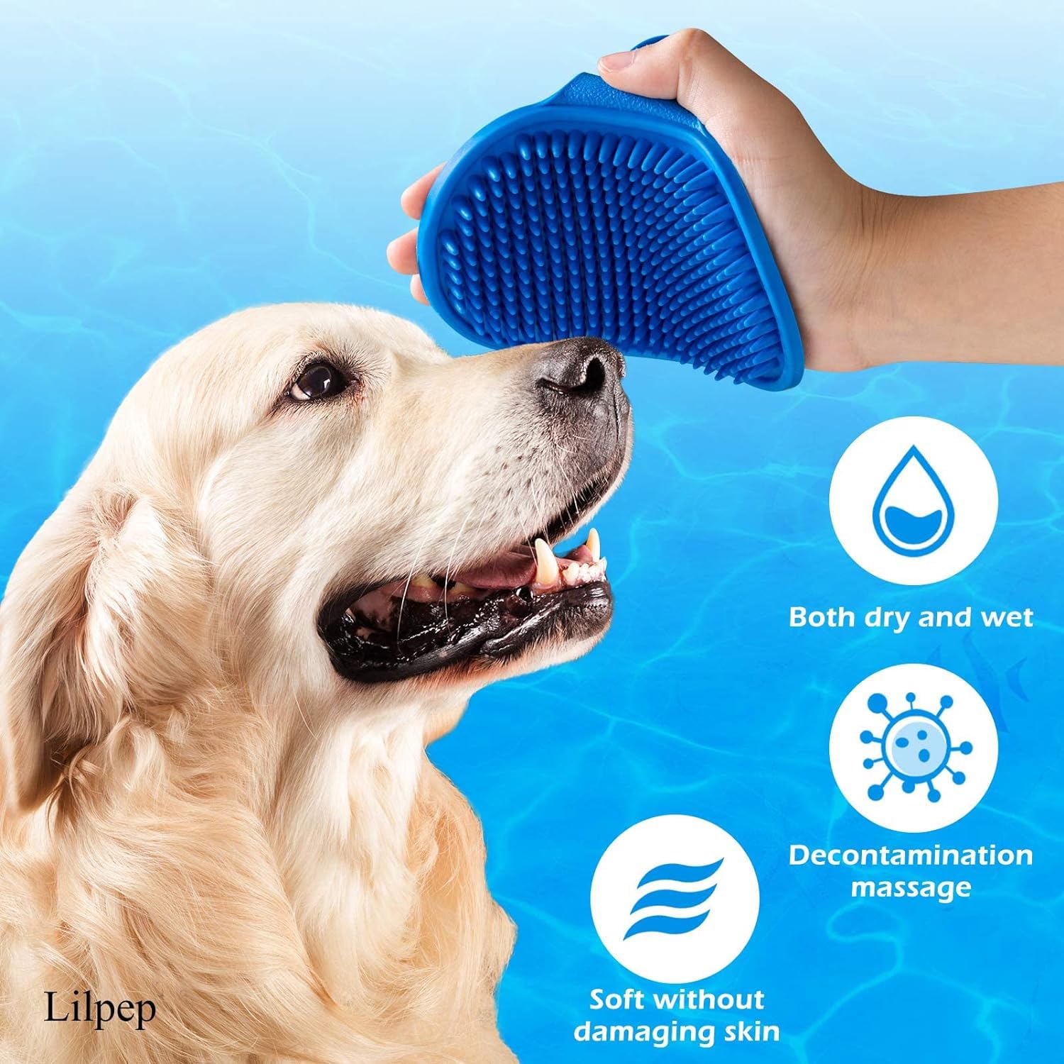 Dog Grooming Brush, Lilpep Pet Shampoo Bath Brush Soothing Massage Rubber Comb with Adjustable Ring Handle for Long Short Haired Dogs and Cats (Blue+Green, pack of 2) - Happypetzone.online - Image 5
