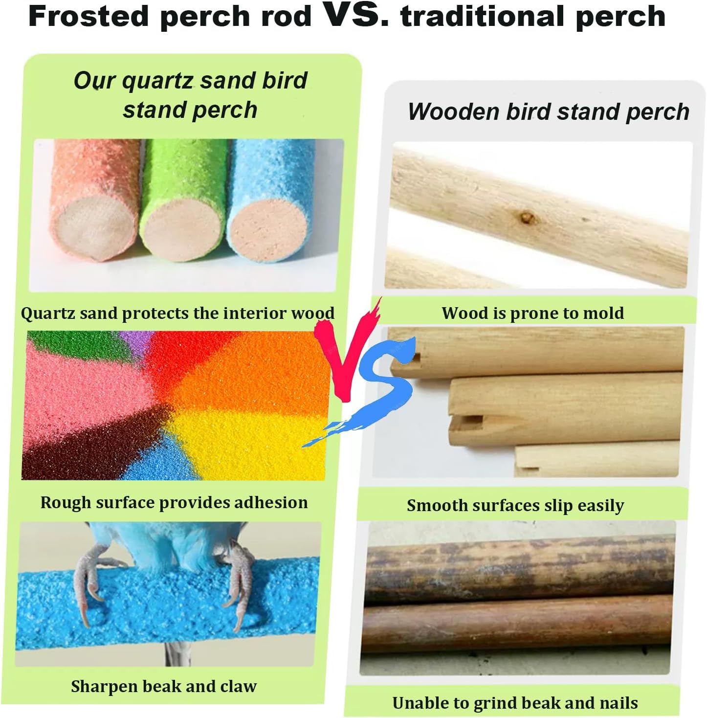 Hamiledyi 4 PCS Parrot Perch Stand Toy 7.9x0.8inch Bird Cage Perch Natural Paw Grinding Stick for Medium Parrots Parakeets Cockatiels Lovebirds Chewing Stick (M) - Happypetzone.online - Image 7