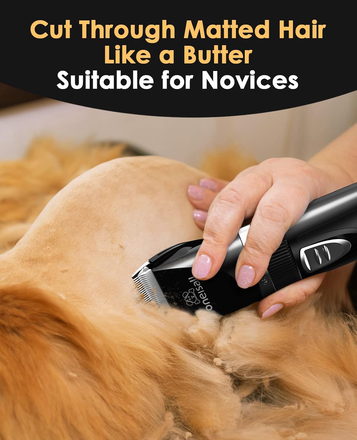 oneisall Quiet Cat Clippers for Matted & Long Hair, 2-Speed Cordless Pet Shaver Grooming Kit for Cats, Small Dogs & Animals (Black) - Happypetzone.online - Image 3