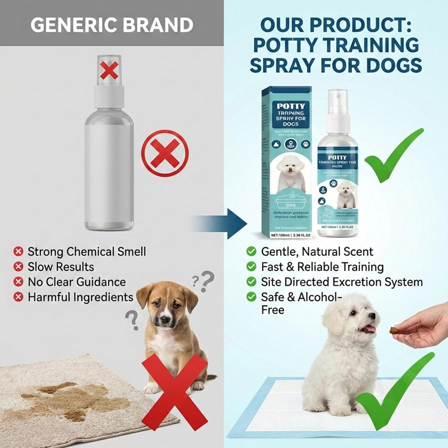 Dog Potty Training Spray - Fragrance-Free Alcohol-Free, Indoor & Outdoor Puppy Toilet Training Aid for All Ages & Breeds, 3.38 Fl Oz - Happypetzone.online - Image 5