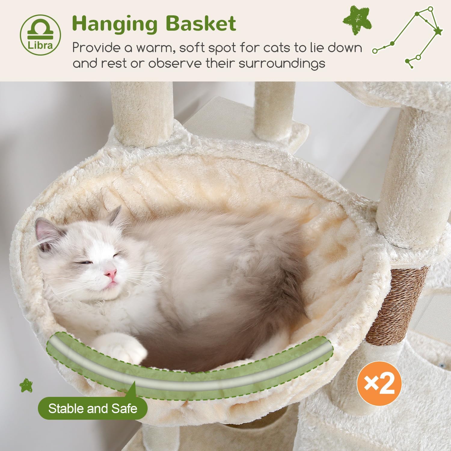 Globlazer Heavy Duty Cat Tree 78 inch Sturdy Cat Tower for 20lbs Large Adult Cats, Symmetrical Aesthetic Big Cat Tree with Extra Large Platform, 2 Scratching Boards, Z78, Beige - Happypetzone.online - Image 4
