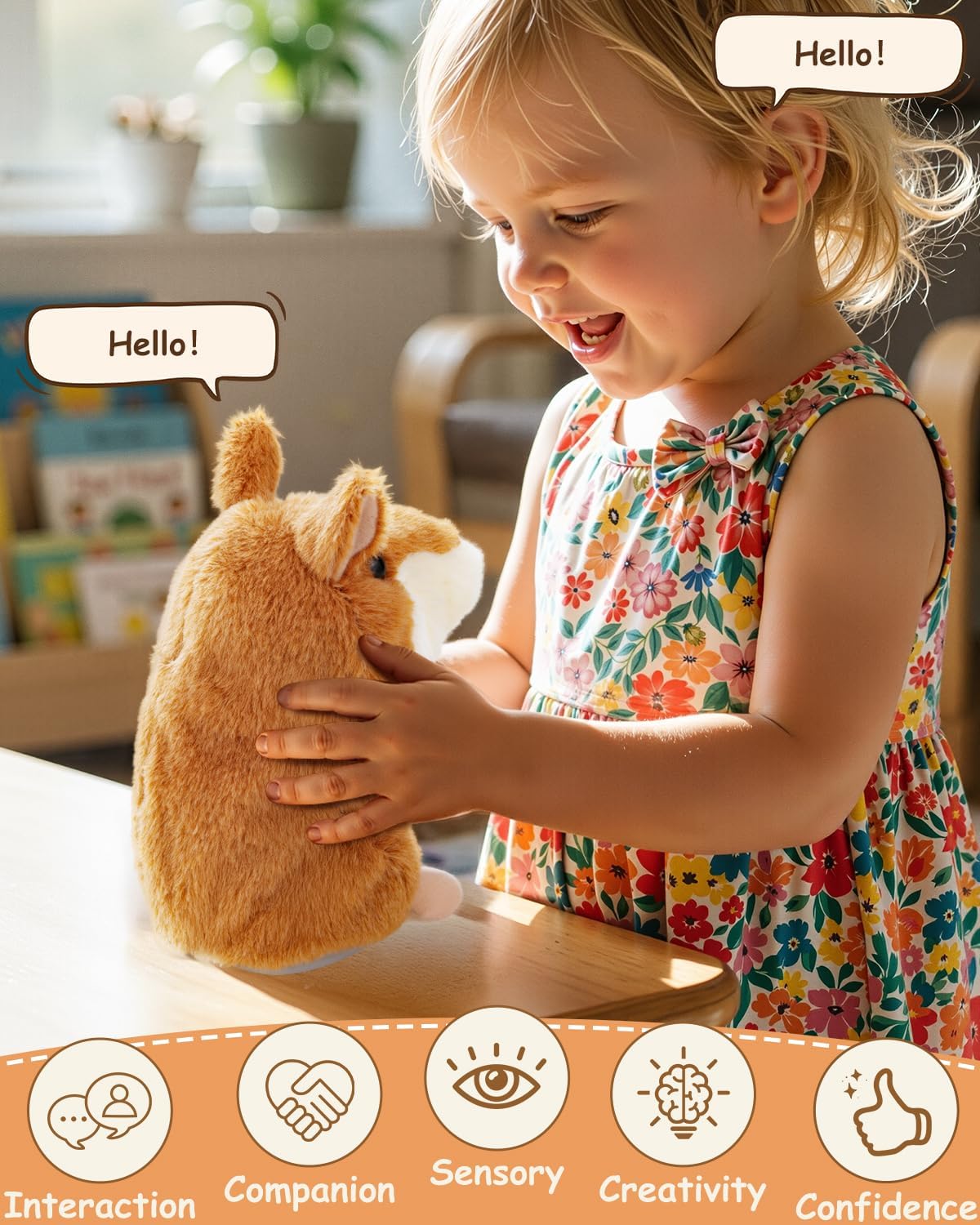 Ayeboovi Toddler Toys Talking Hamster Repeats What You Say, Kids Toys for 2 3 4 5 6 7 8 Year Old Girls Boys Birthday Gift, Stuffed Animals Interactive Learning Autism Toy - Happypetzone.online - Image 5