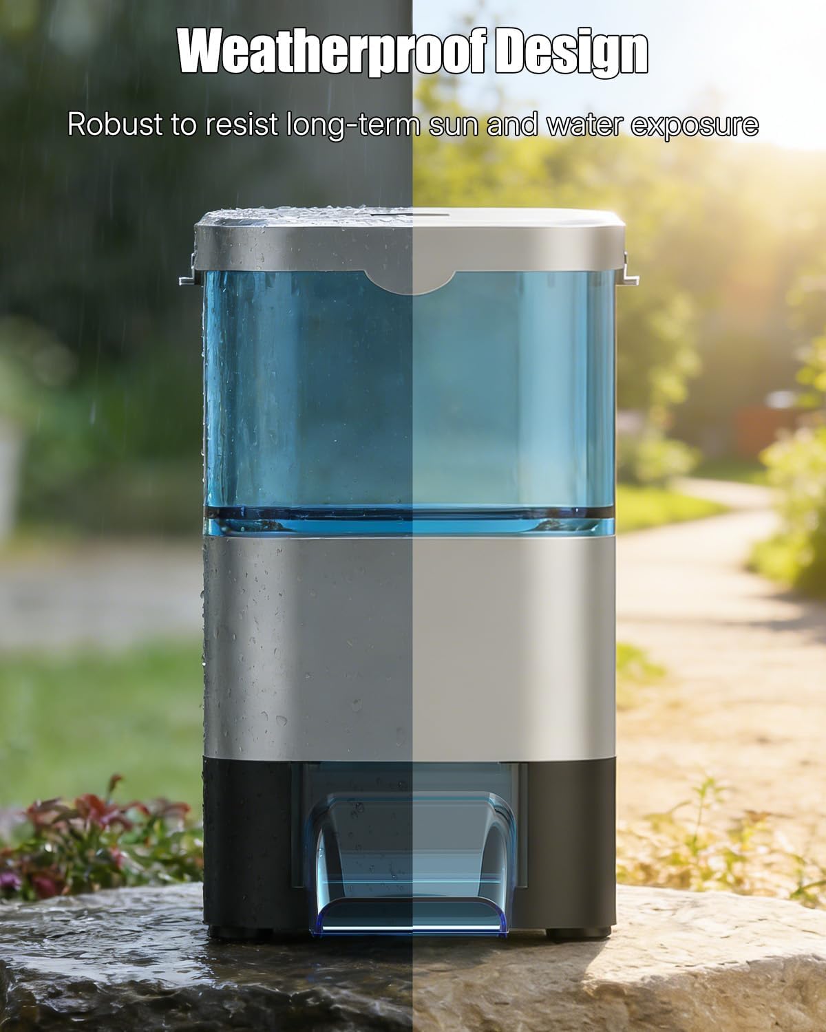 Pawfly Automatic Fish Feeder for Pond, 2.8 L Large Capacity Pond Fish Feeder with Timer, Adjustable Auto Fish Food Dispenser, Moisture-Proof Outdoor Koi Fish Feeder, Battery Powered (Not Included) - Happypetzone.online - Image 5
