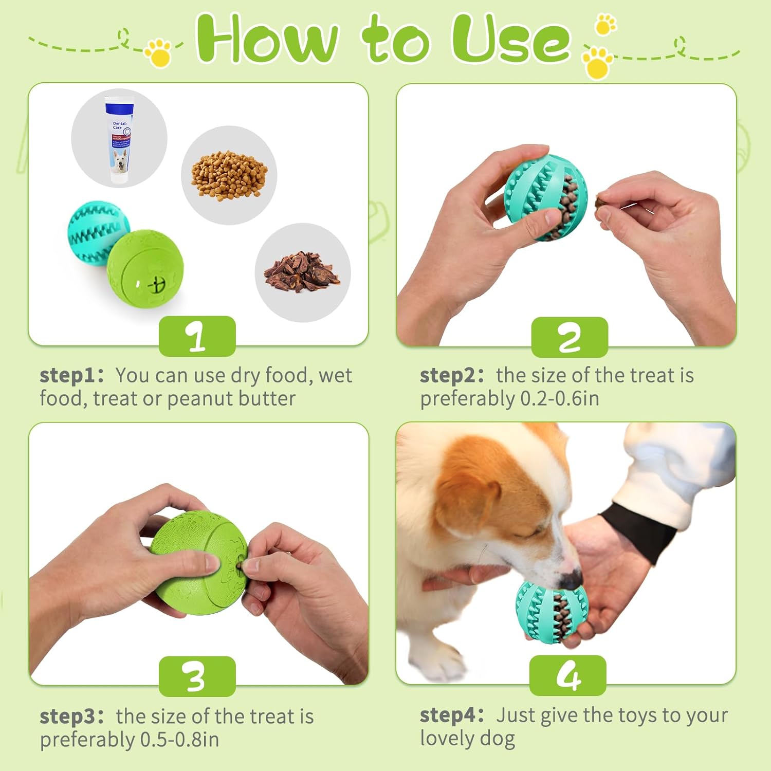 HIPPIH Dog Puzzle Toy 2 Pack, Interactive Dog Toys for Treat Dispensing, Durable Puppy Toys for Teething, Dog Treat Ball for Teeth/Slow Feeder/IQ Training/Playing, Blue-2.75‘’, Green-3.14‘’ - Happypetzone.online - Image 7