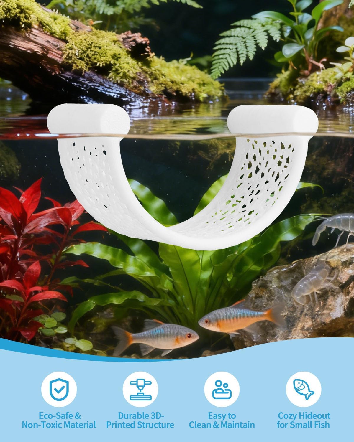 Floating Betta Hammock, Betta Fish Hammock, Floating Rest Platform or Small Aquariums, Nano Tanks, Shrimp, Corydoras, Betta Fish Tank Accessories, Fish Tank Decor, 3D Printed Aquarium Decor (White) - Happypetzone.online - Image 4