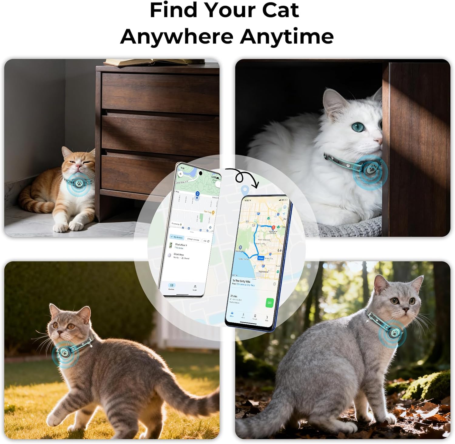 GPS Cat Tracker Collar(iOS & Android), Bluetooth Mini GPS Dog Tracker, Smart Pet Activity Tracker, No Monthly Fee, Work with Apple Find My & Google Find Hub, Finder Tag for Pets,Items 1P Green - Happypetzone.online - Image 7
