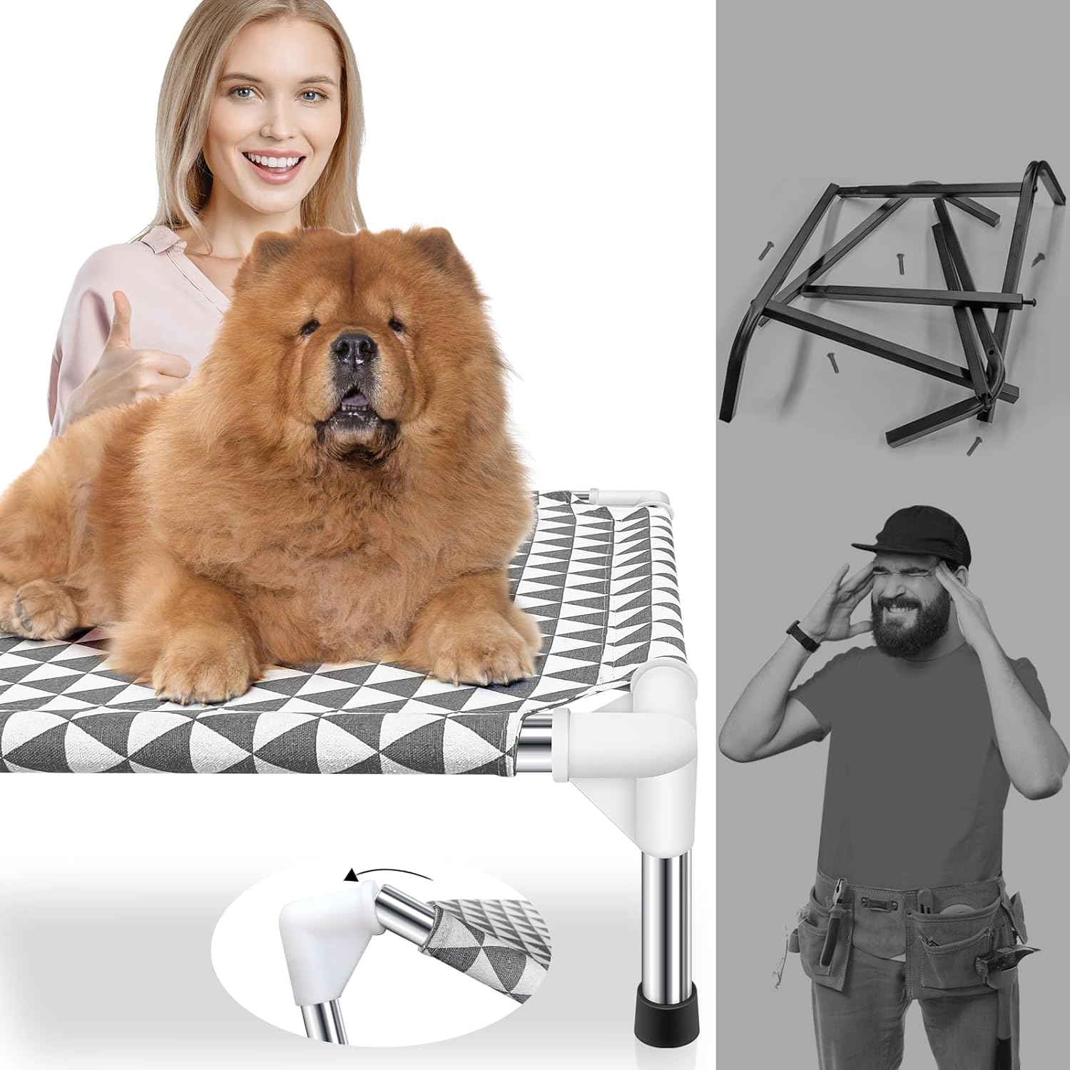 Kuntrust Elevated Outdoor Dog Bed, Medium Size, Cotton Material, Non-Slip Feet, Fits up to 70lbs - Happypetzone.online - Image 4