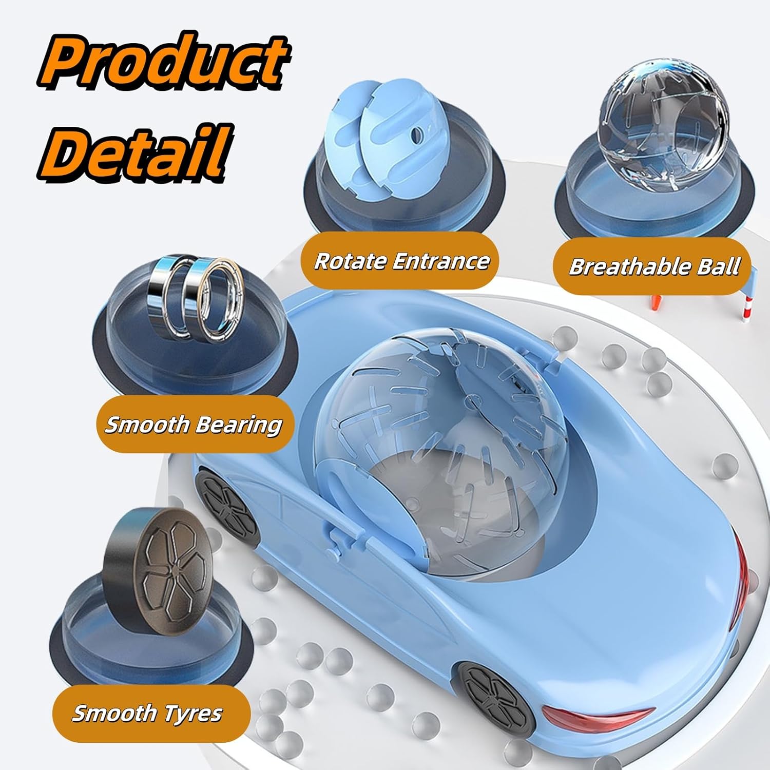 Hamster Exercise Ball Sports Car,Hamster Car with Detachable Transparent Ball,Funny Exercise Wheel for Hamsters,3 Modes Available,Suitable for Dwarf Small Pet - Safe, Breathable and Cute (Pink, 5.7") - Happypetzone.online - Image 4