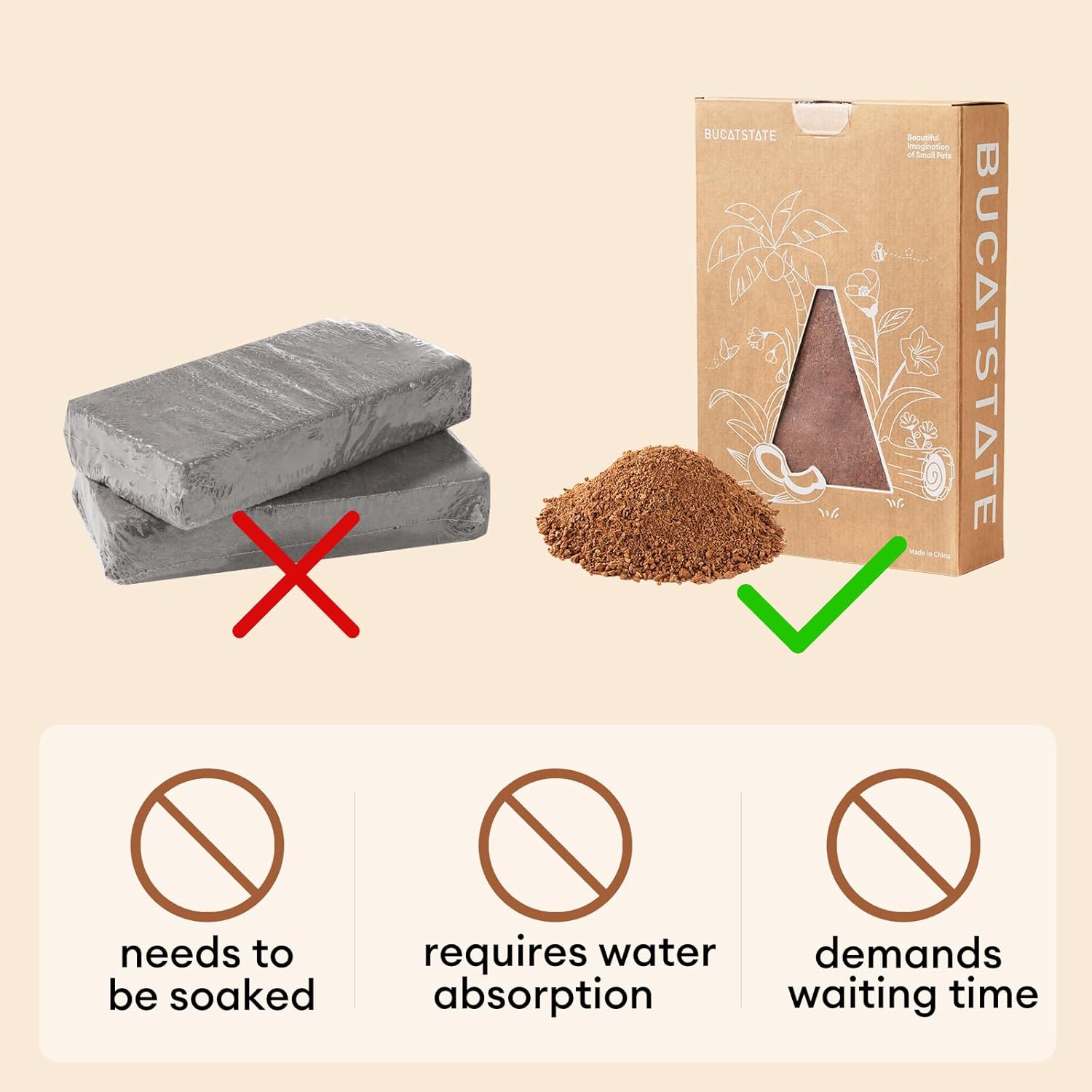 BUCATSTATE 5L Natural Coco Fiber Hamster Bedding, Soft Natural Coco Fiber Substrate for Small Pets & Dwarf Syrian Hamsters, Gerbils, Mice, Low-dust Hamster Hamsters - Happypetzone.online - Image 3