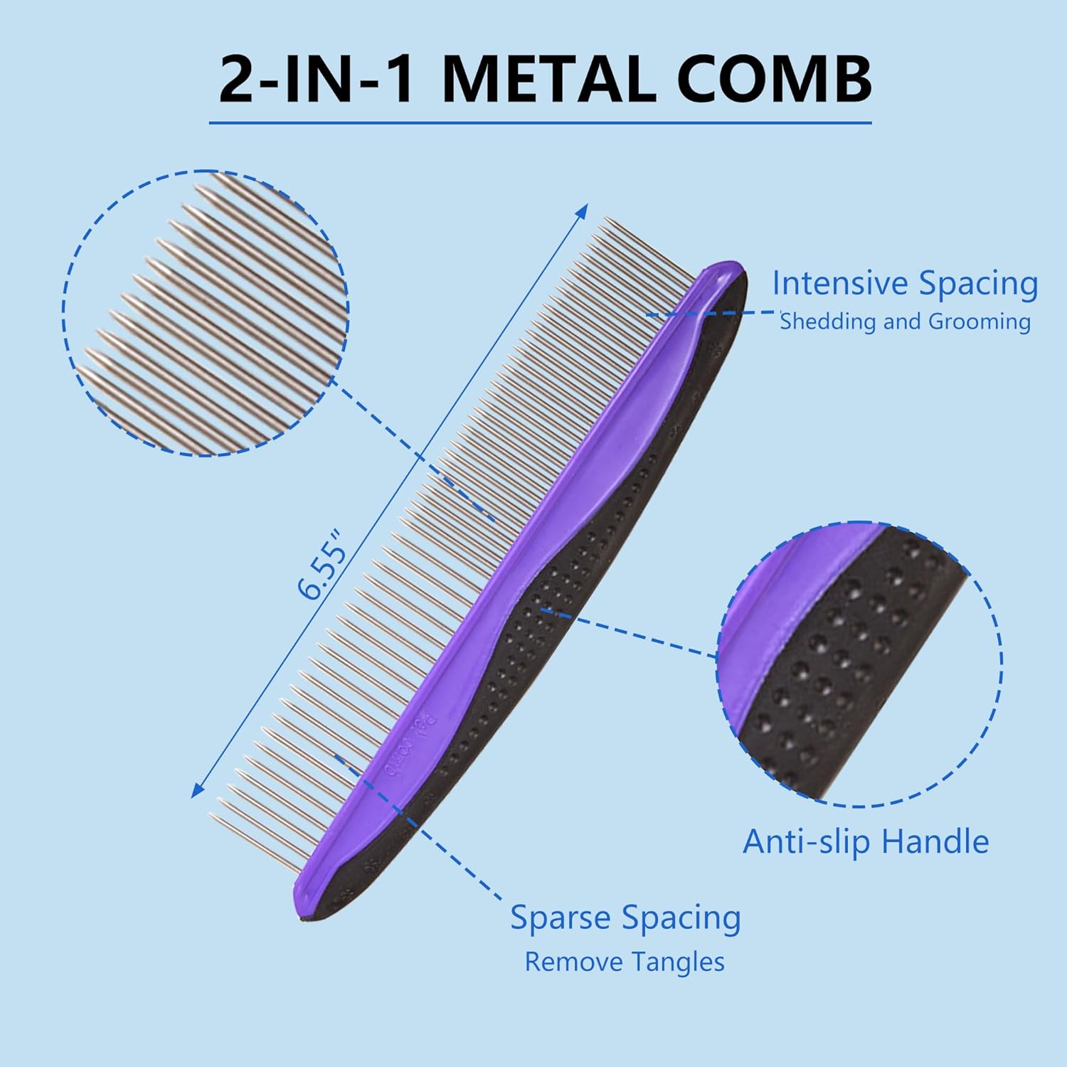 5-in-1 Dog & Cat Extra Long Pin Grooming Kit Slicker Brush for Large Dogs Cats Remove Loose Fur, Undercoat Brush for Shedding, Dematting Comb & Cleaner for Long Haired Pets - Happypetzone.online - Image 4