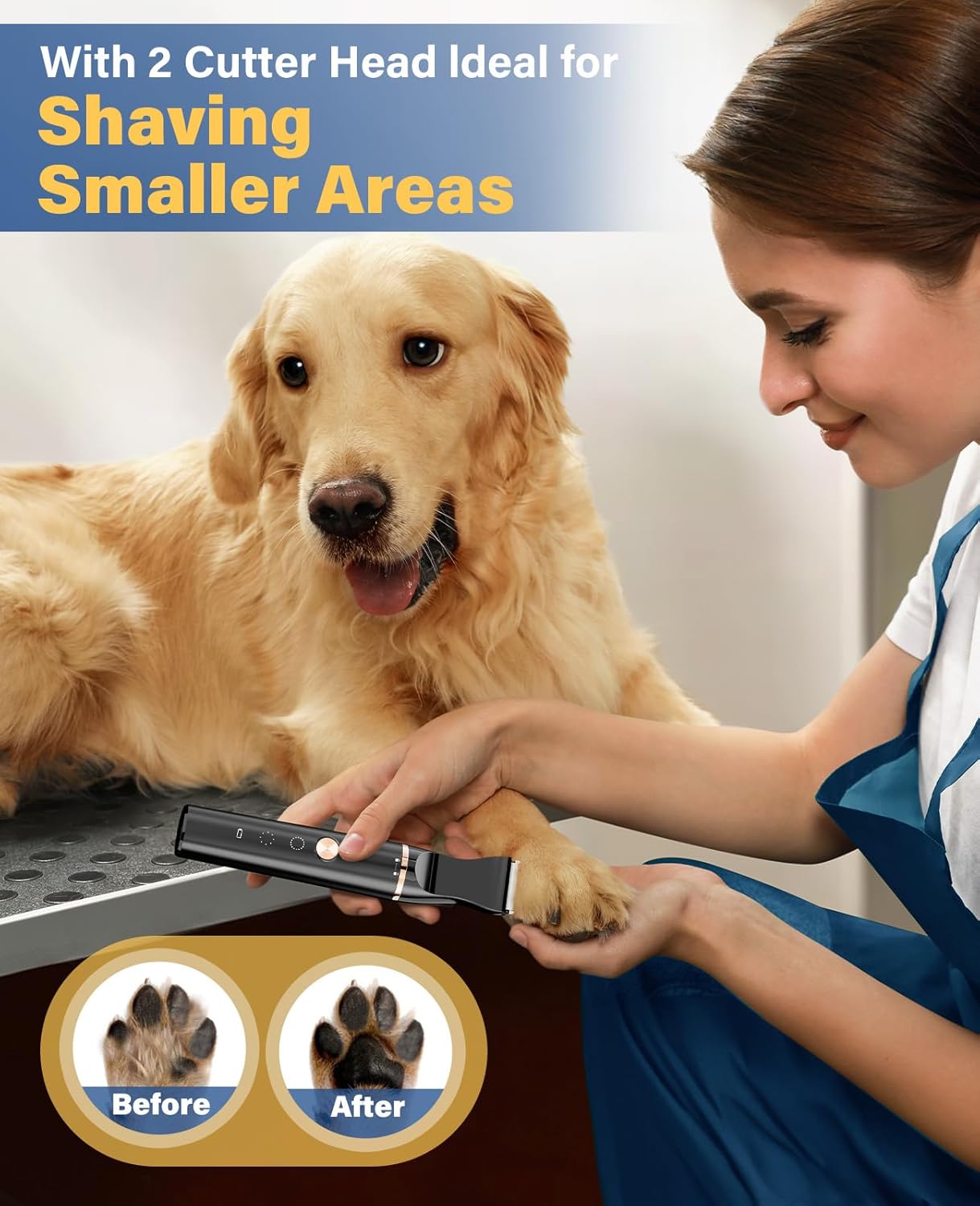 oneisall Dog Grooming Kit for Heavy Thick Hair&Coats/Low Noise Rechargeable Cordless Waterproof Dog Clippers for Grooming Animals&Pets/Pet Shaver with Stainless Steel Blade and Paw Trimmer - Happypetzone.online - Image 4