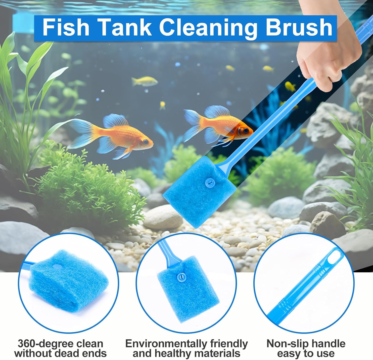 Fish Tank Cleaning Kit Set of 4 Pieces, Aquarium Siphon Algae Scraper Aquarium Net Algae Remover for Fish Tank, Aquarium Cleaner Vacuum Suitable for Changing Water and Cleaning Fish Tanks - Happypetzone.online - Image 4
